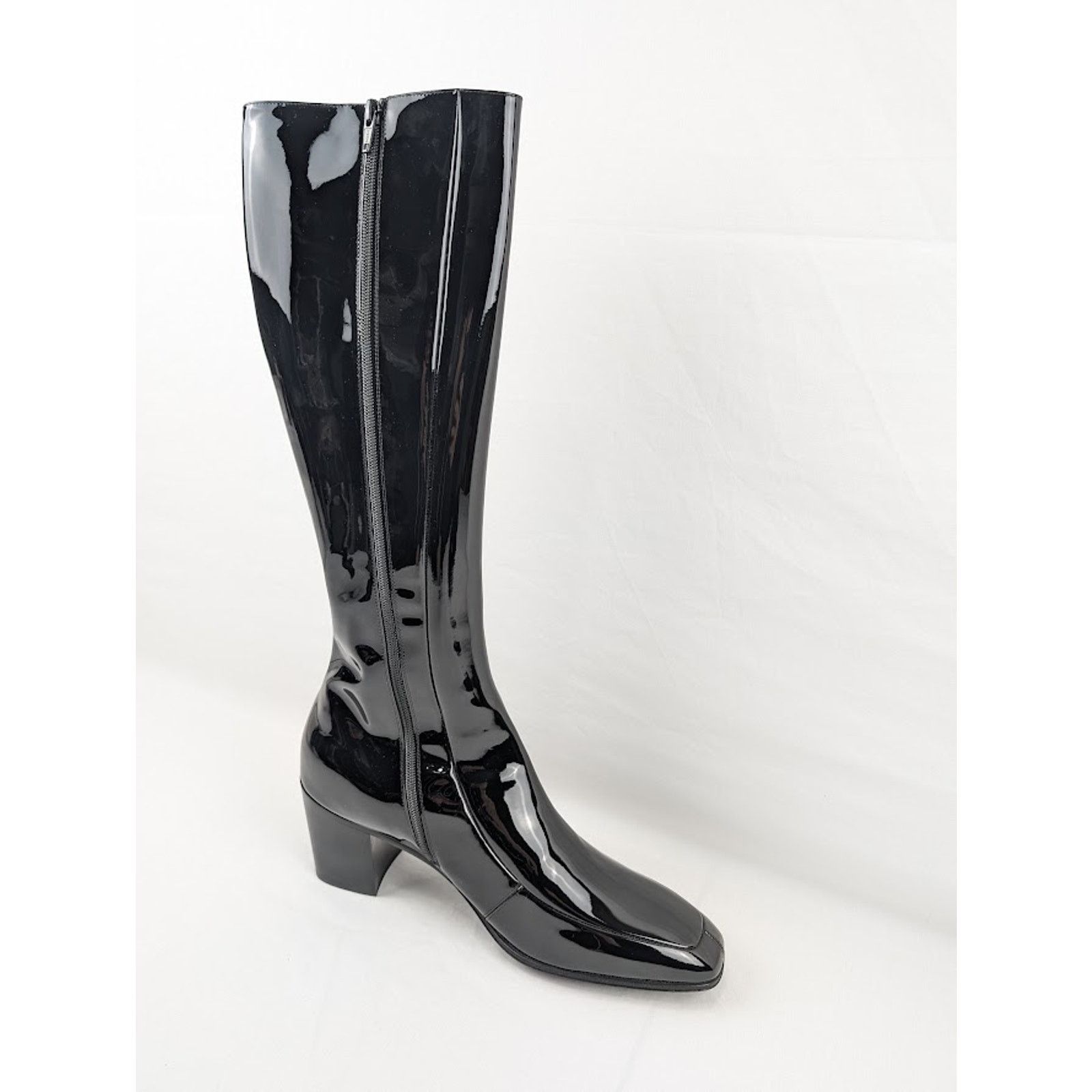 Saint Laurent Paris o1rshd1 Vernice Softy Otto 70 Zipped High Boots in Nero Size US 9.5 / EU 42-43 - 6 Thumbnail