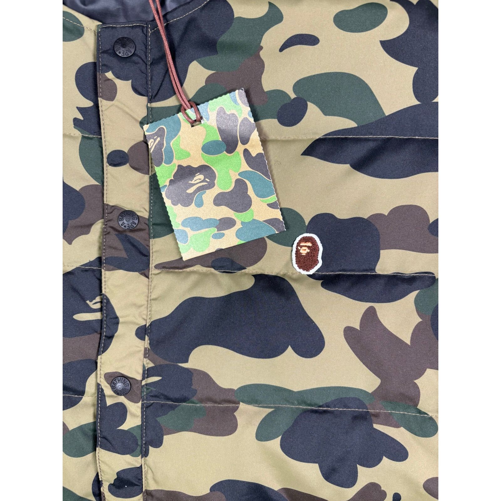 Bape Bape 1st Camo Collarless Green Down Puffer Jacket Size XL Size US XL / EU 56 / 4 - 4 Thumbnail