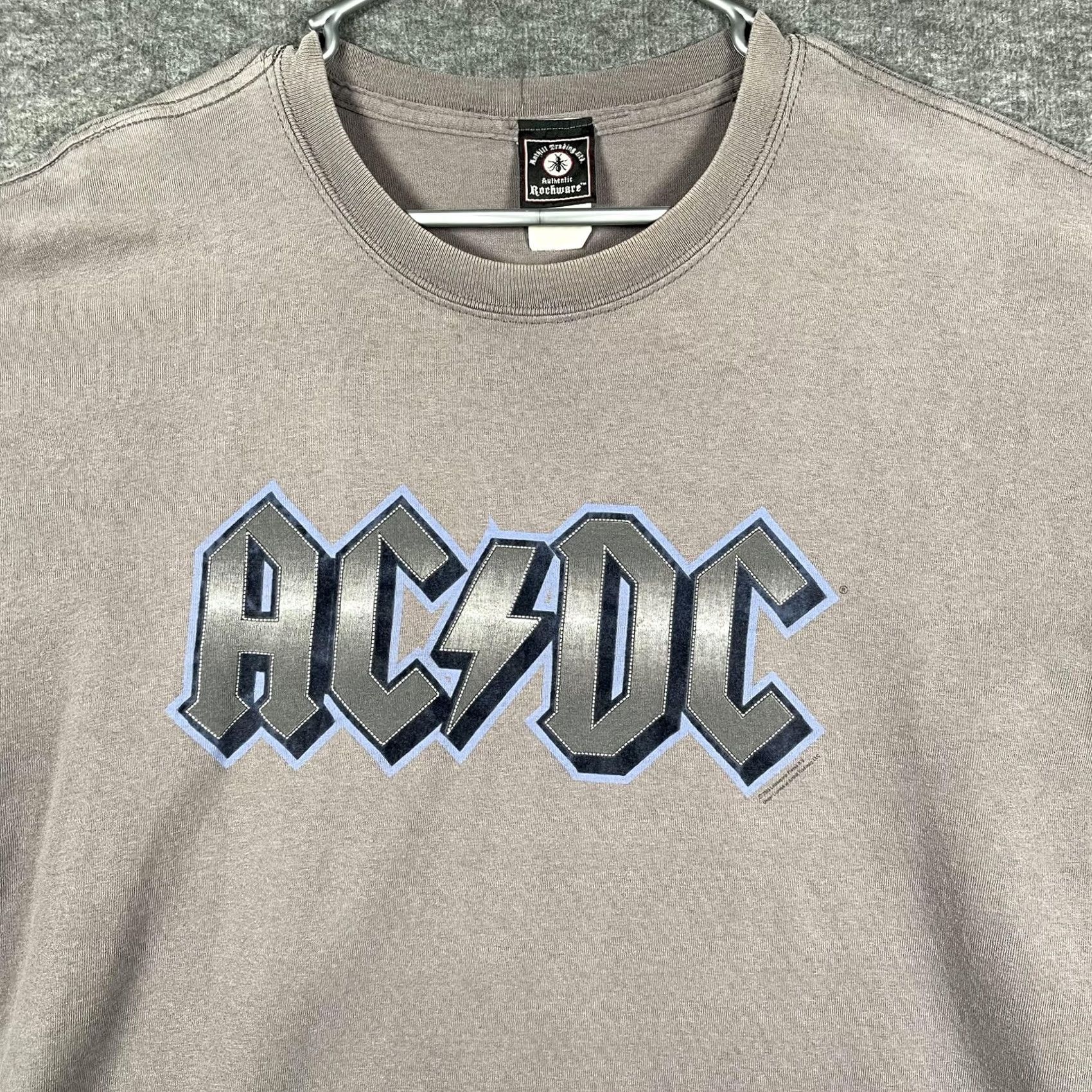 Logo 7 AC/DC Shirt Mens XL Gray Logo Graphic Rock Band Tee Vintage Y2K Anthill Tag 2005 Size US XL / EU 56 / 4 - 2 Thumbnail