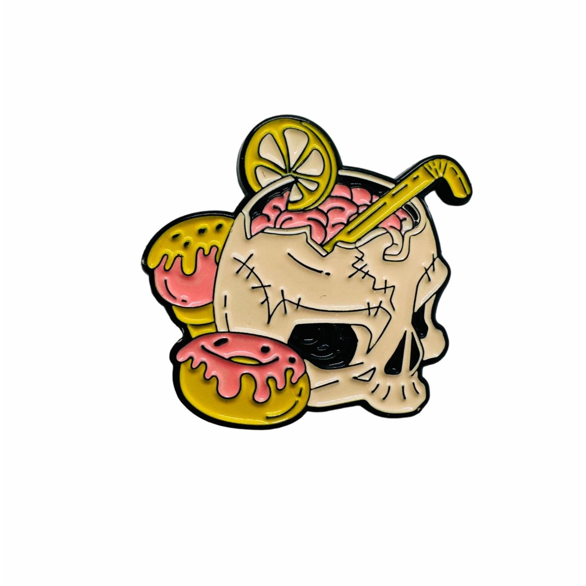 Other ⭐Enamel Pin Pink Skull Drinking Cocktail Goth Punk Cartoon B Size ONE SIZE - 4 Thumbnail