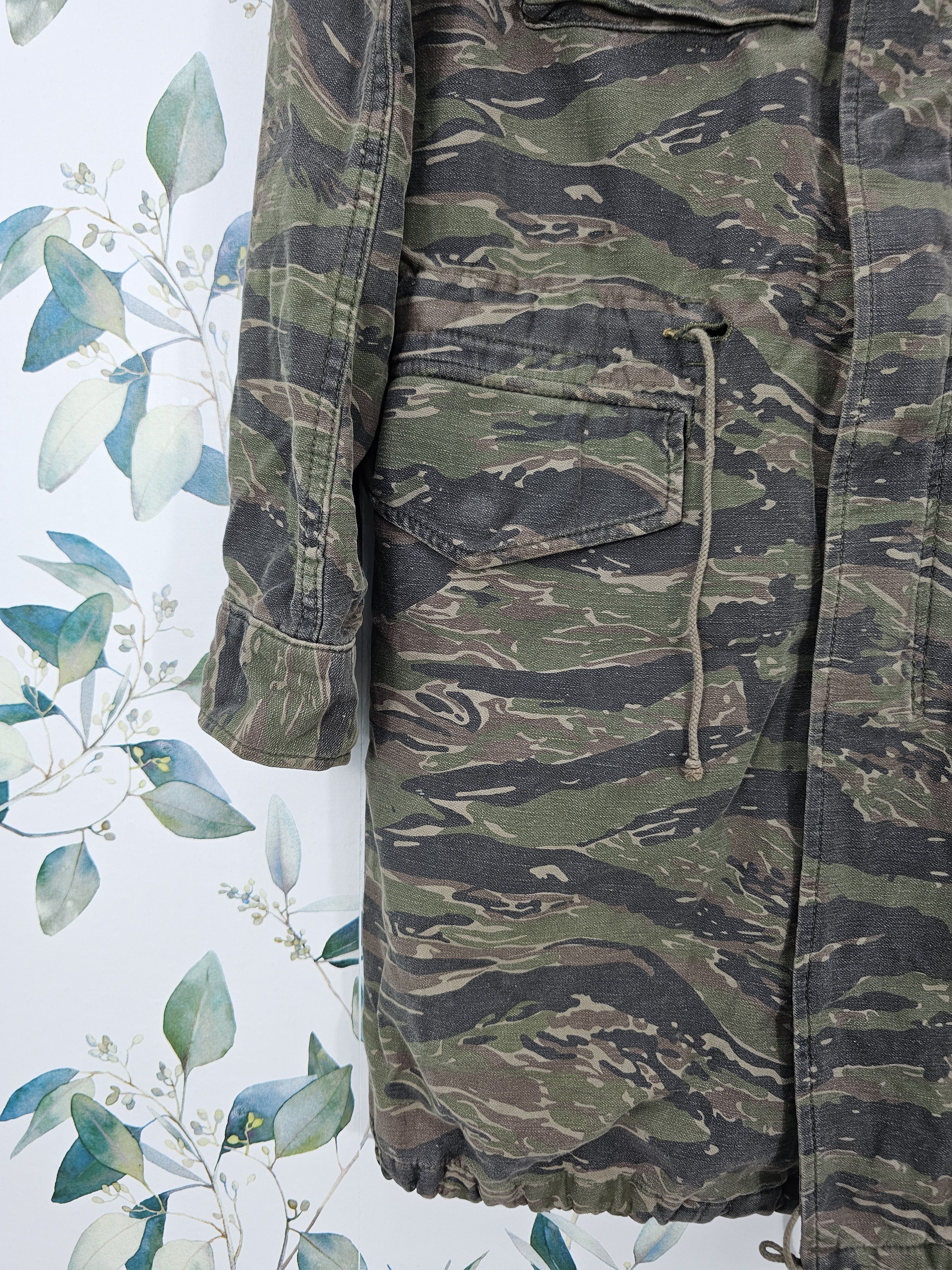 Japanese Brand GREEN Tiger Striped Camouflage Parka Military Jacket J0139 Size US XS / EU 42 / 0 - 3 Thumbnail