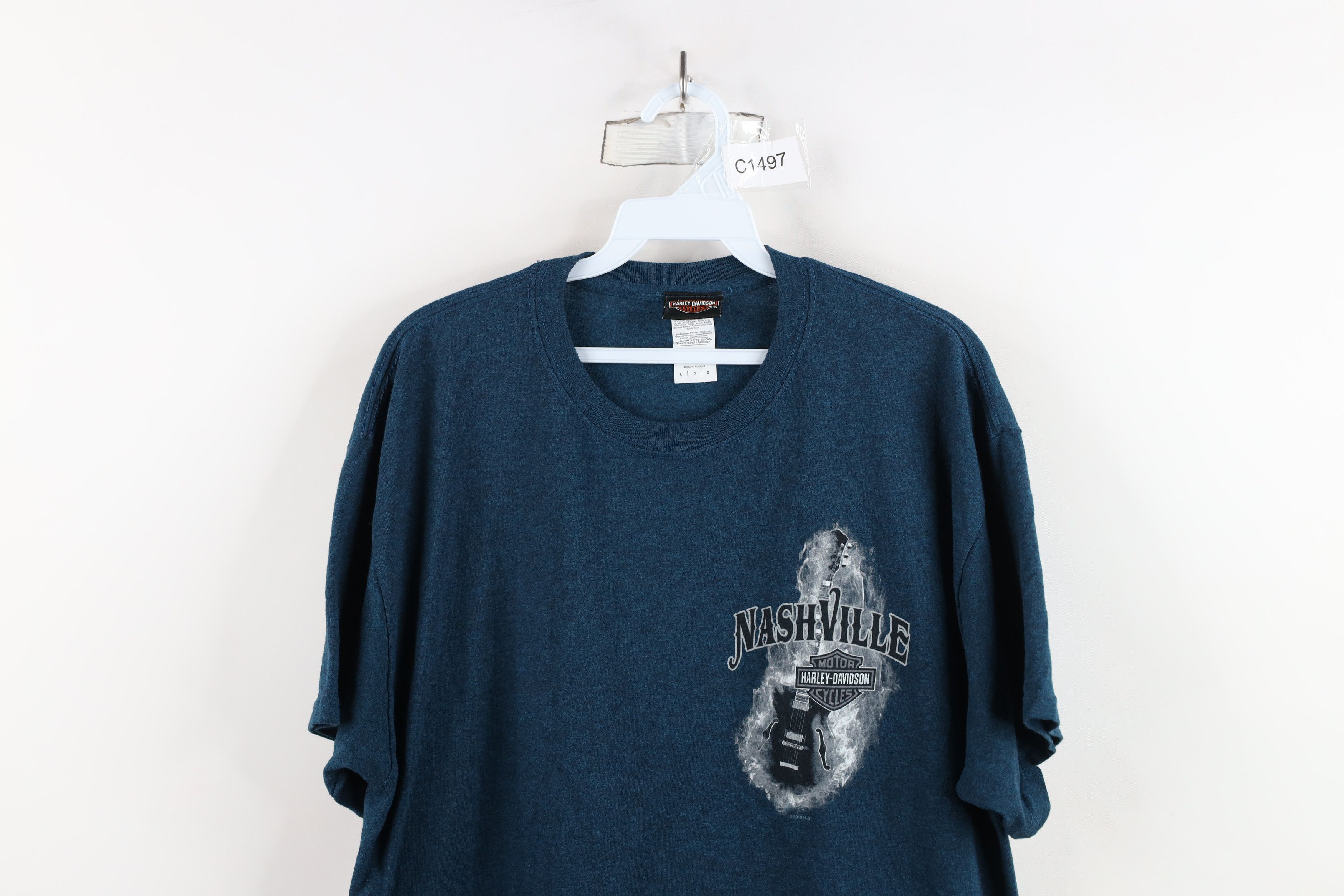 Harley Davidson × Vintage Vintage Y2K Harley Davidson Guitar Fire Flames Skull T-Shirt Size US L / EU 52-54 / 3 - 2 Thumbnail