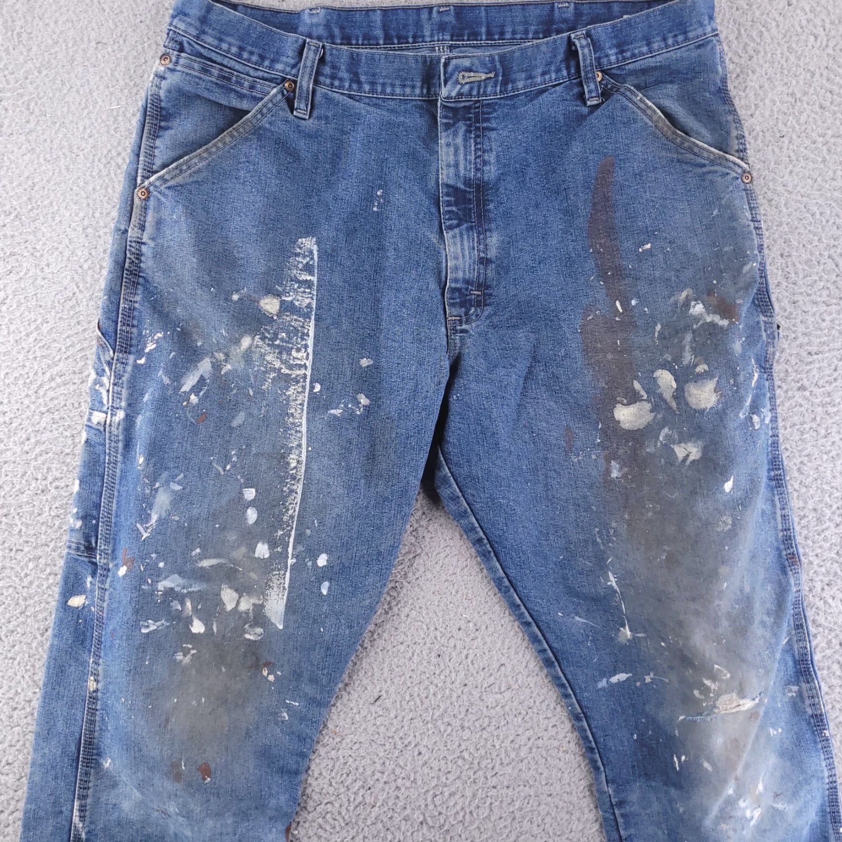 Wrangler Wrangler Jeans Mens 36x32 Blue Workwear Distressed Carpenter Straight Regular 36 32 Jeans Mens Blue Distressed Carpenter Workwear Size US 36 / EU 52 - 3 Thumbnail