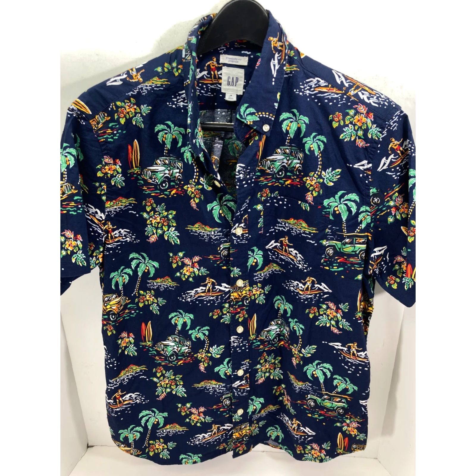 Gap Gap Hawaiian Shirt Mens Medium Blue Palm Tree Graphic Standard Fit Short Sleeve Size US M / EU 48-50 / 2 - 3 Thumbnail