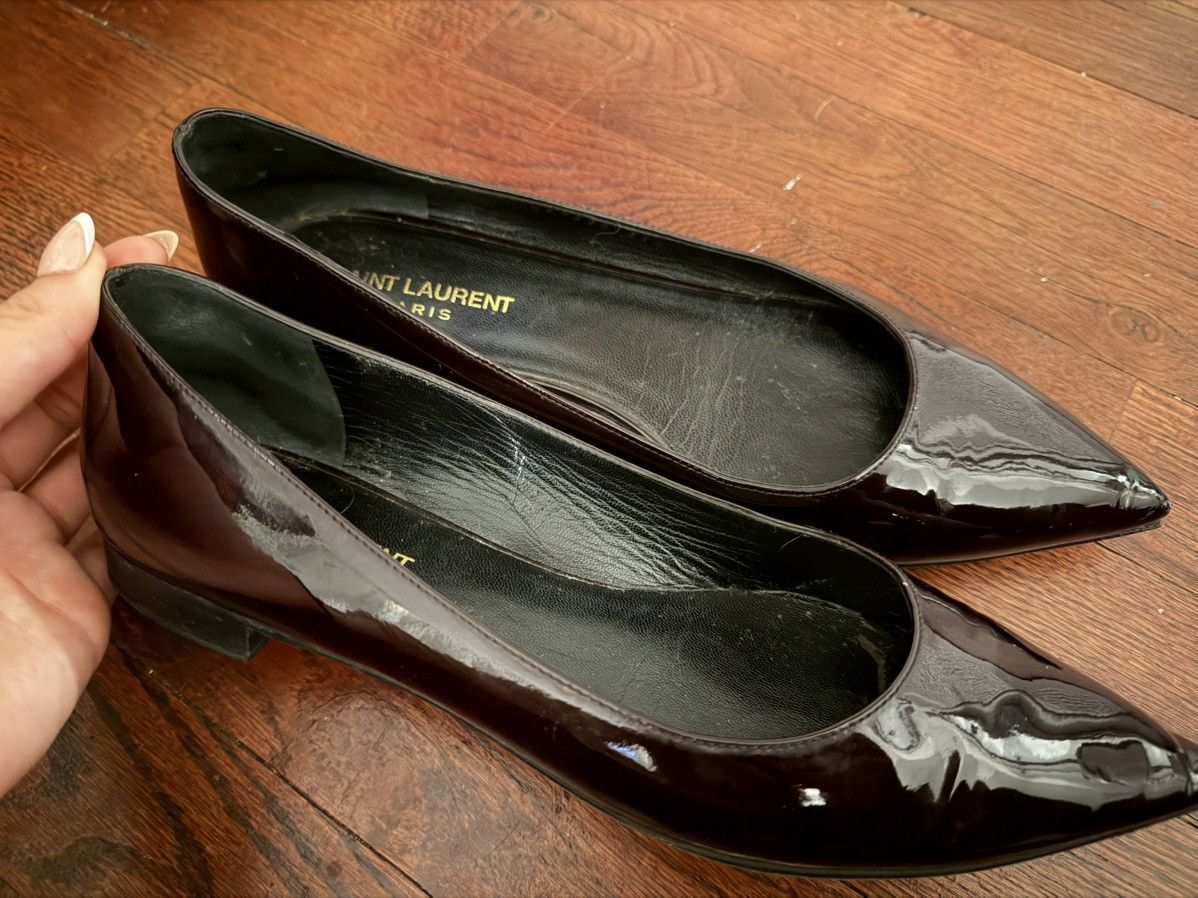 Saint Laurent Paris Burgundy Saint Laurent Pointed Flats Size US 7 / IT 37 - 6 Thumbnail