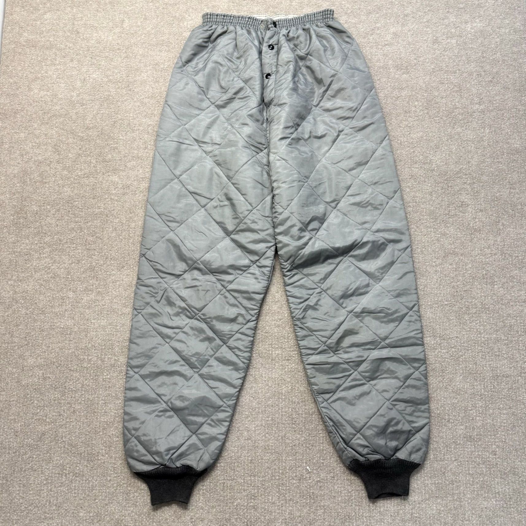 Vintage VINTAGE BVD Insulated Pants Mens M USA Made Hunting Work Wear Snap Front Gray Canvas 50s Straight Ankle 29in Inseam Mens Size US 31 - 2 Thumbnail