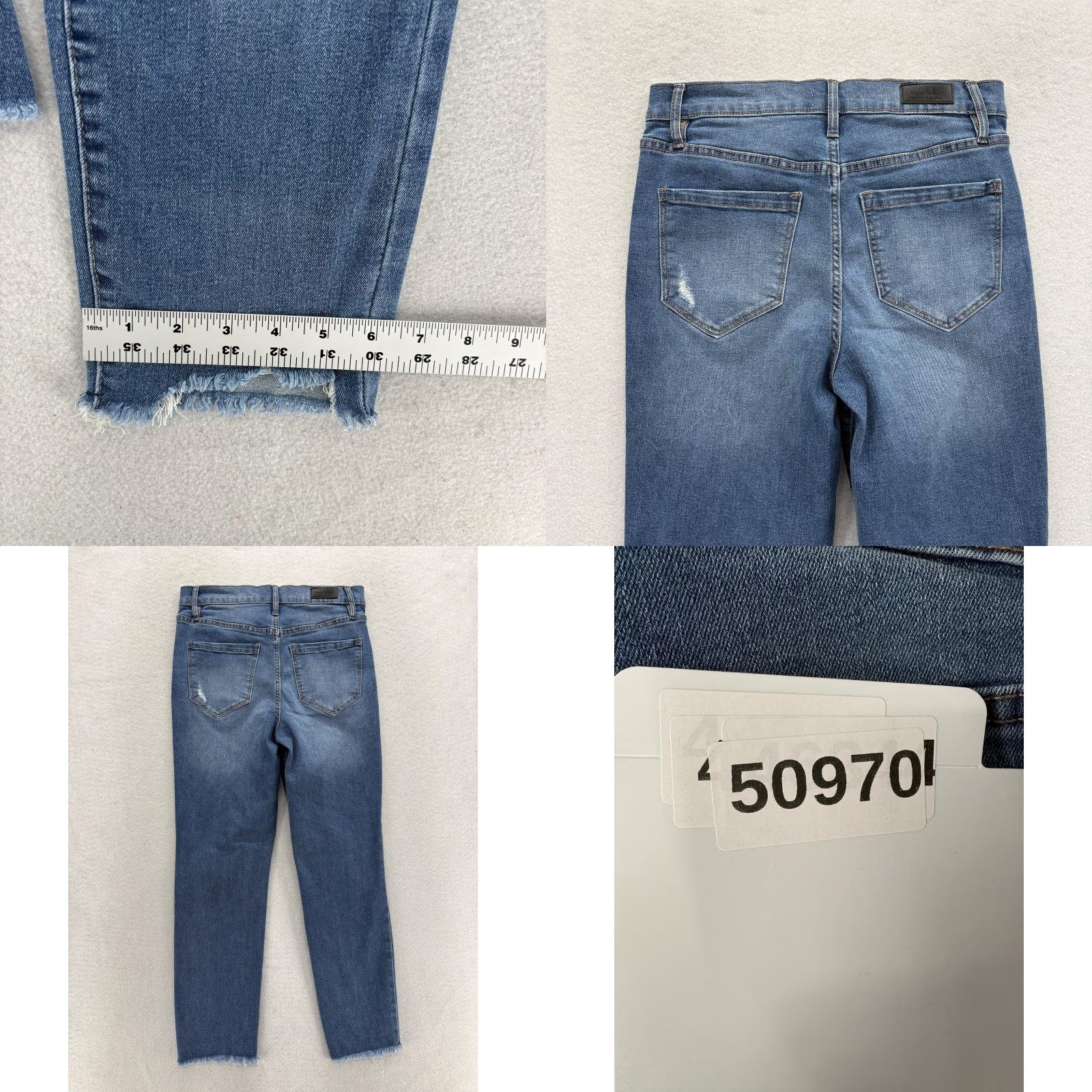 Nicole Miller Nicole Miller Soho High Rise Ankle Slim Jeans Womens 4 Medium Wash Distressed blue pocket stretch denim 5-pocket Mens Womens Girls Boys Size 27" / US 4 / IT 40 - 8 Thumbnail