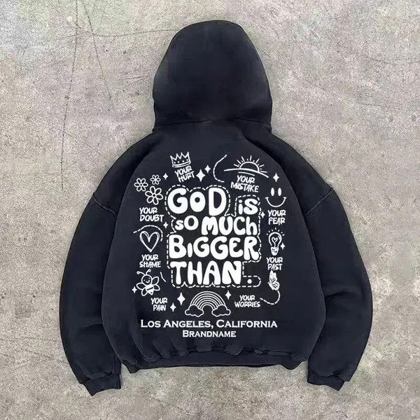Japanese Brand Hiro Rainbow print black washed vintage cotton hoodie Size US L / EU 52-54 / 3 - 7 Thumbnail