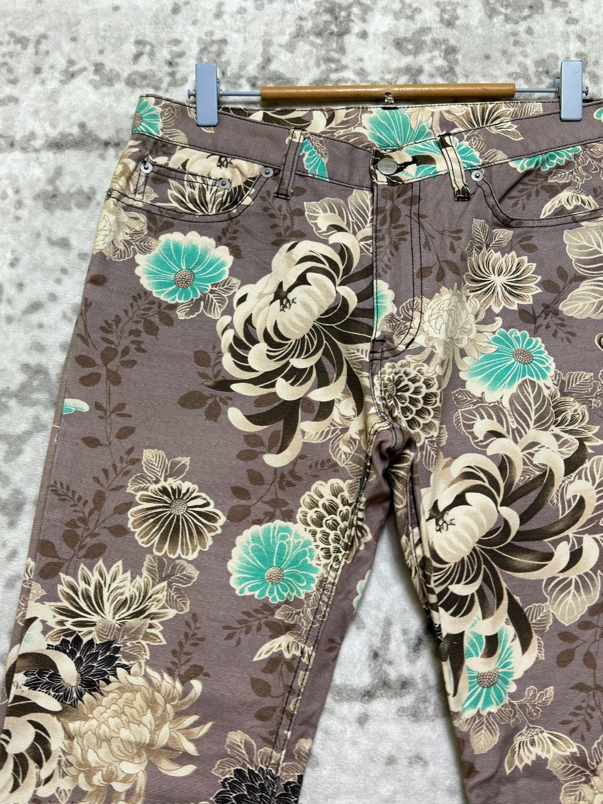 Hysteric Glamour Flare Glamdy Floral Printed Pants Turquoise Accents Size US 30 / EU 46 - 4 Thumbnail