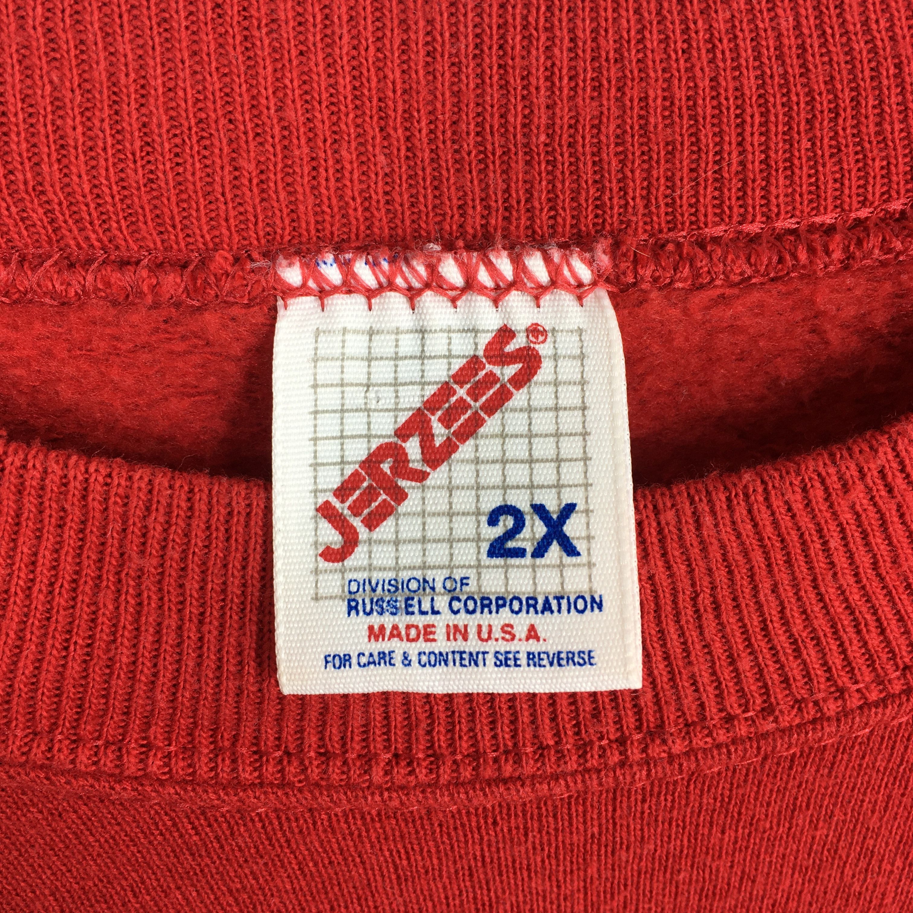 Jerzees Vintage 90s Jerzees Usa Red Chilli Sweatshirt 2XLarge Size US XXL / EU 58 / 5 - 4 Thumbnail