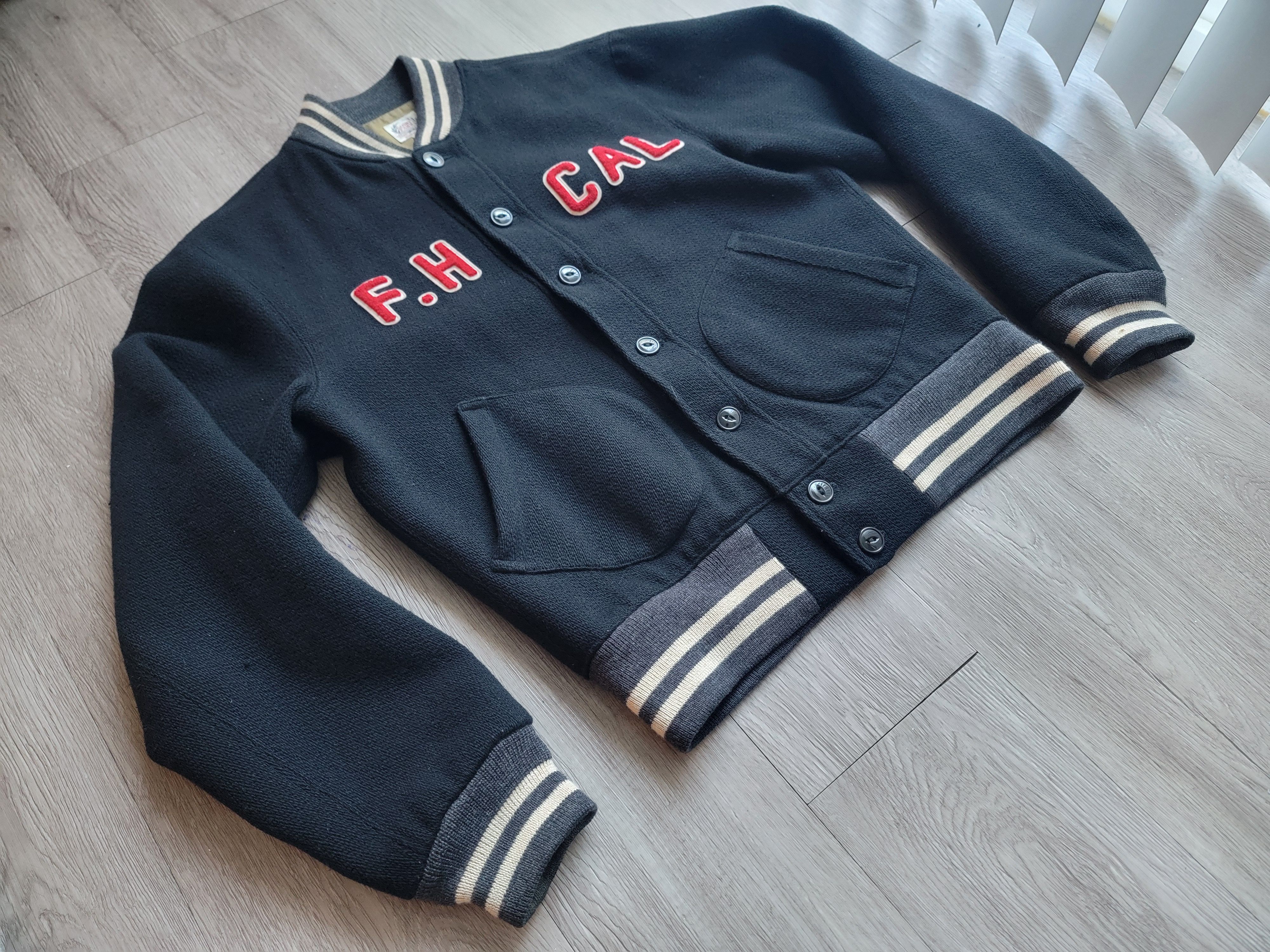 The Flat Head THE FLAT HEAD Varsity Bomber Jacket Wool Leather Size US S / EU 44-46 / 1 - 8 Thumbnail
