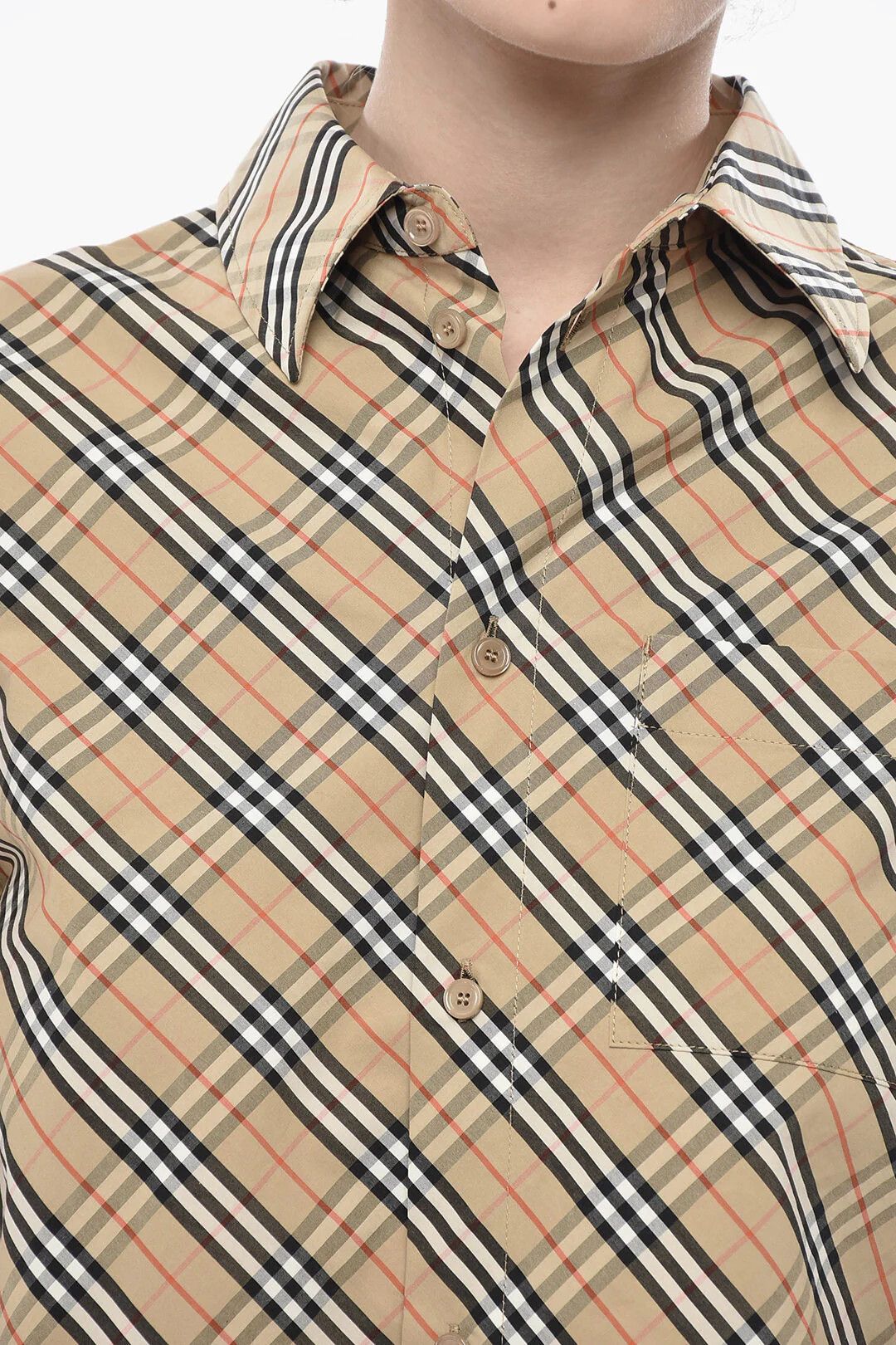 Burberry og1mm0426 Cropped Fit Cotton Tartan Shirt in Beige Size S / US 4 / IT 40 - 3 Thumbnail