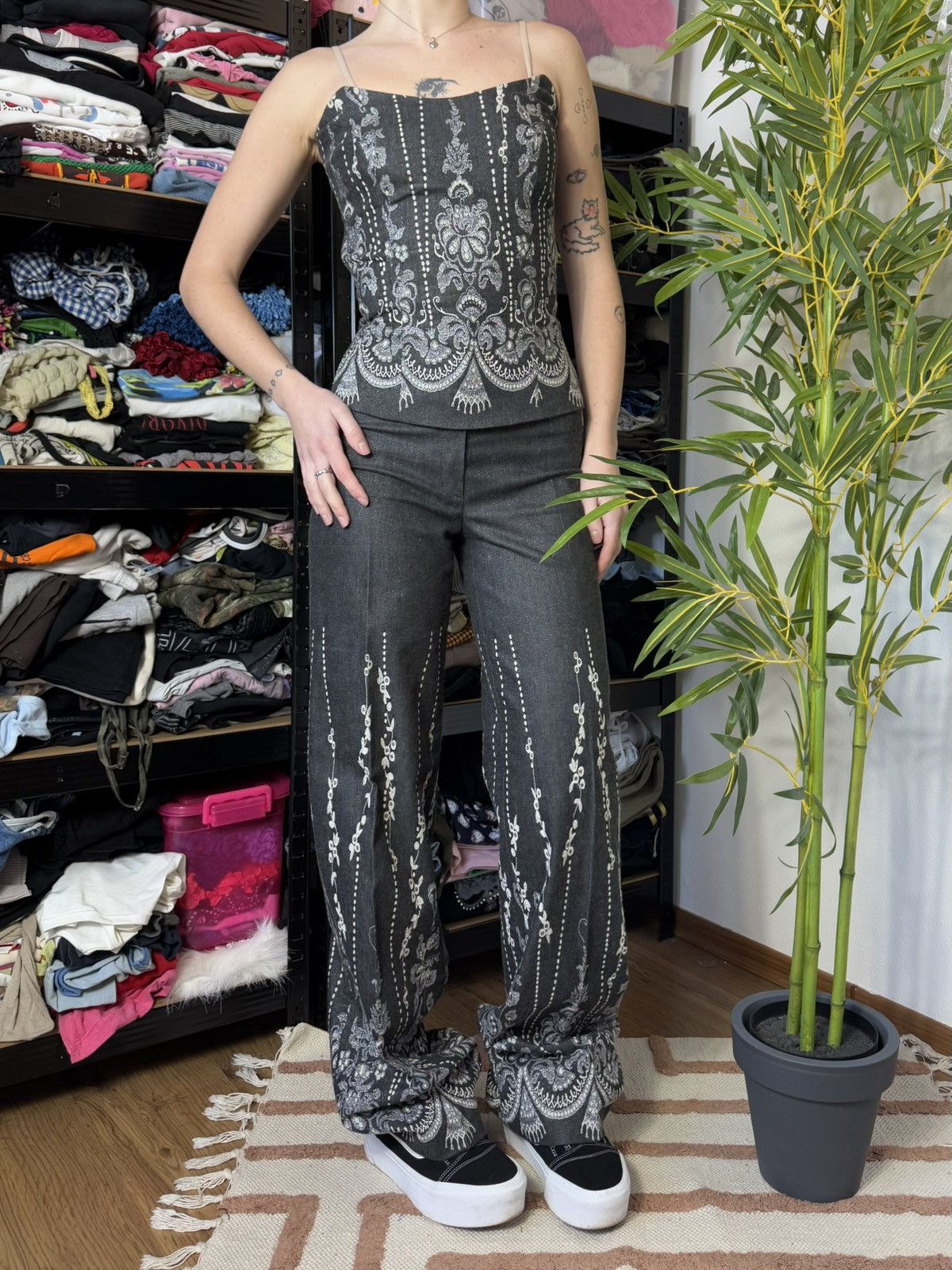 Vintage SUIT HAND MADE CORSET BANDO X STRAIGHT TROUSERS Size S / US 4 / IT 40 - 1 Thumbnail