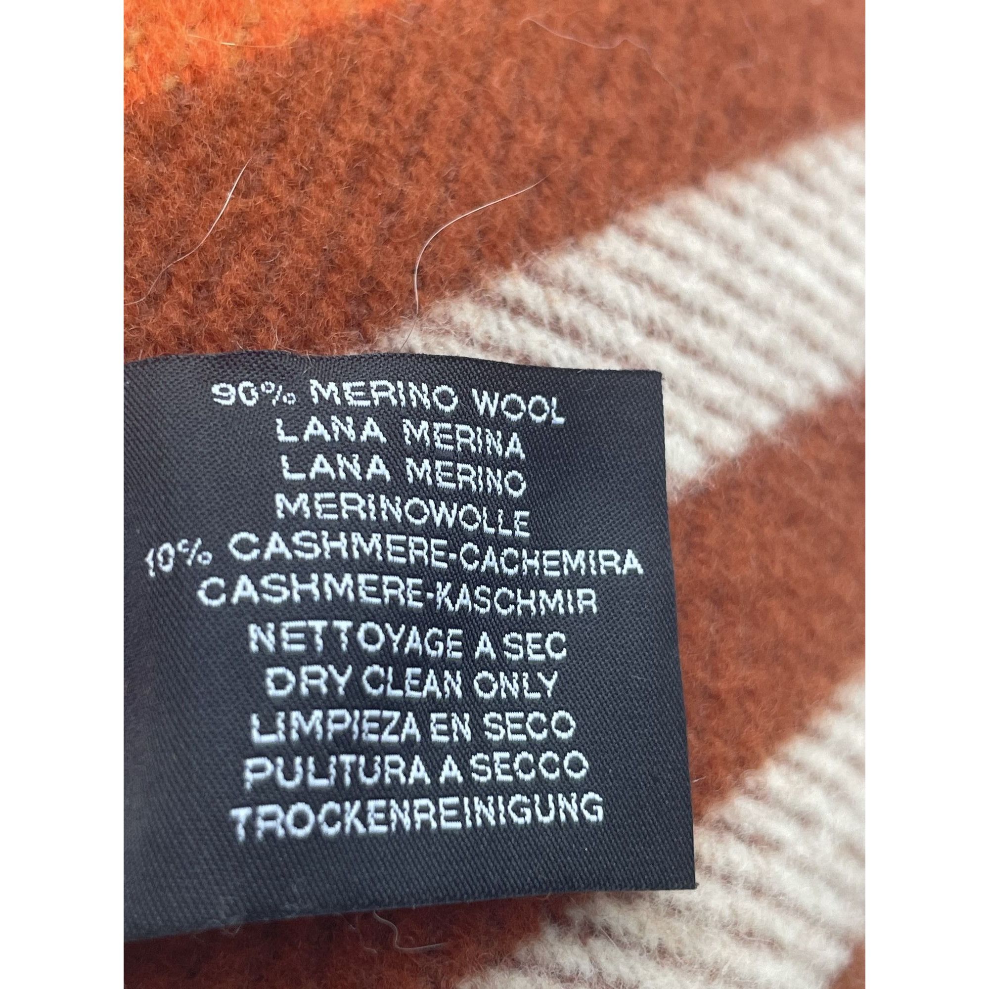 Hermes Hermès Orange & Brown Geometric Wool-Cashmere Pillow Cover 1 Size ONE SIZE - 3 Thumbnail