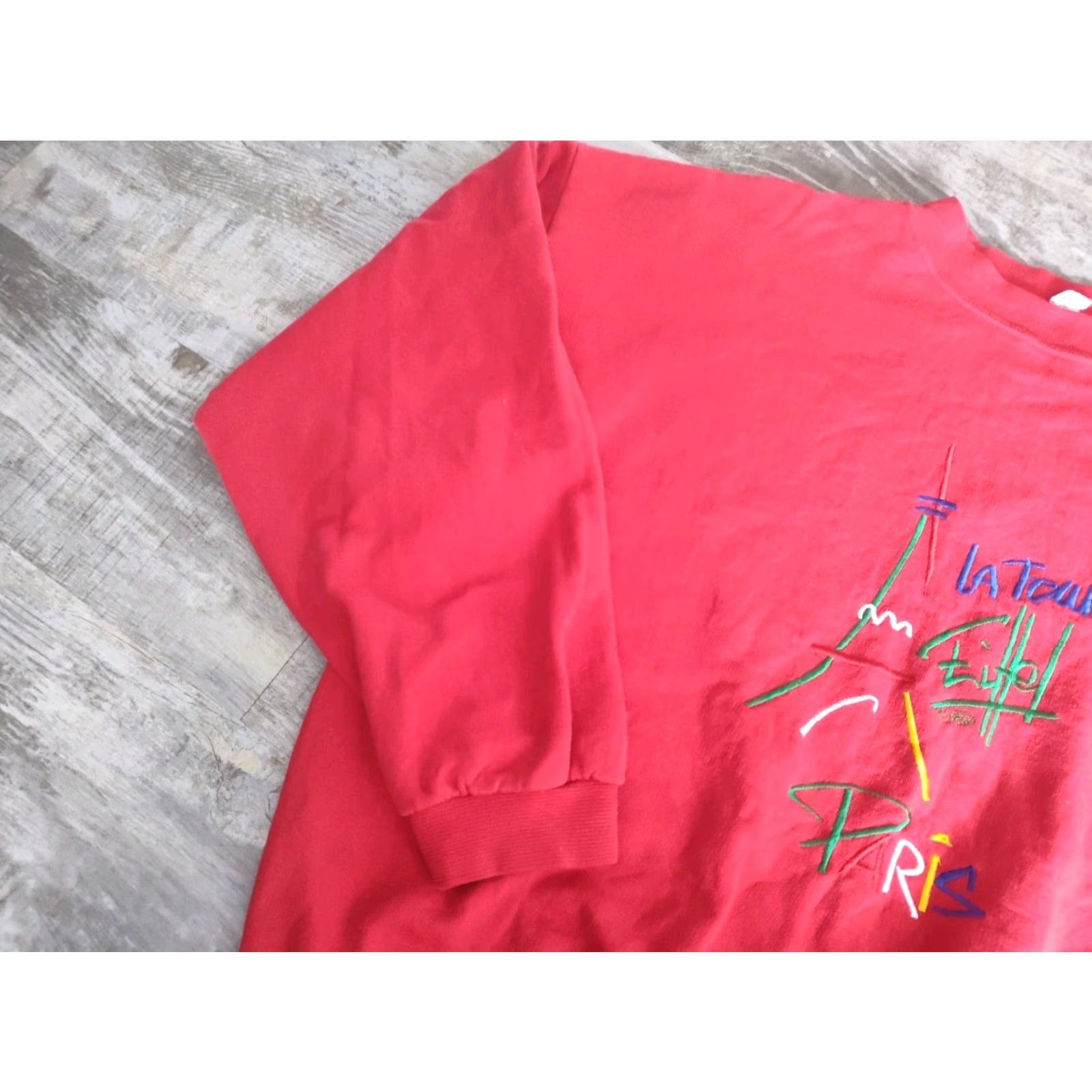 Vintage Vintage Brand Vintage Logo La Tour Eiffel Paris Spellout Big Logo Sweatshirt Red M/L Size US M / EU 48-50 / 2 - 4 Thumbnail