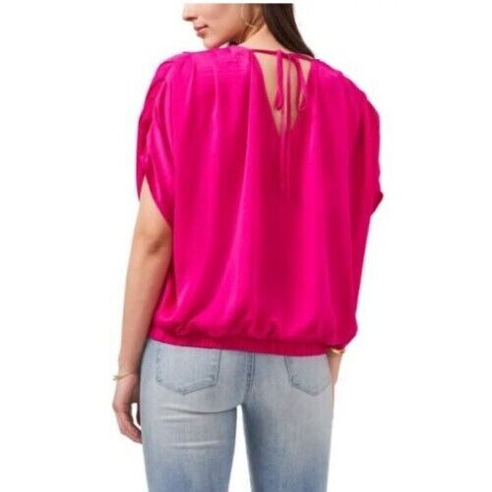Vince Camuto Vince Camuto Women Fuchsia Tie-Back Rumpled Blouse Size S Size S / US 4 / IT 40 - 2 Thumbnail