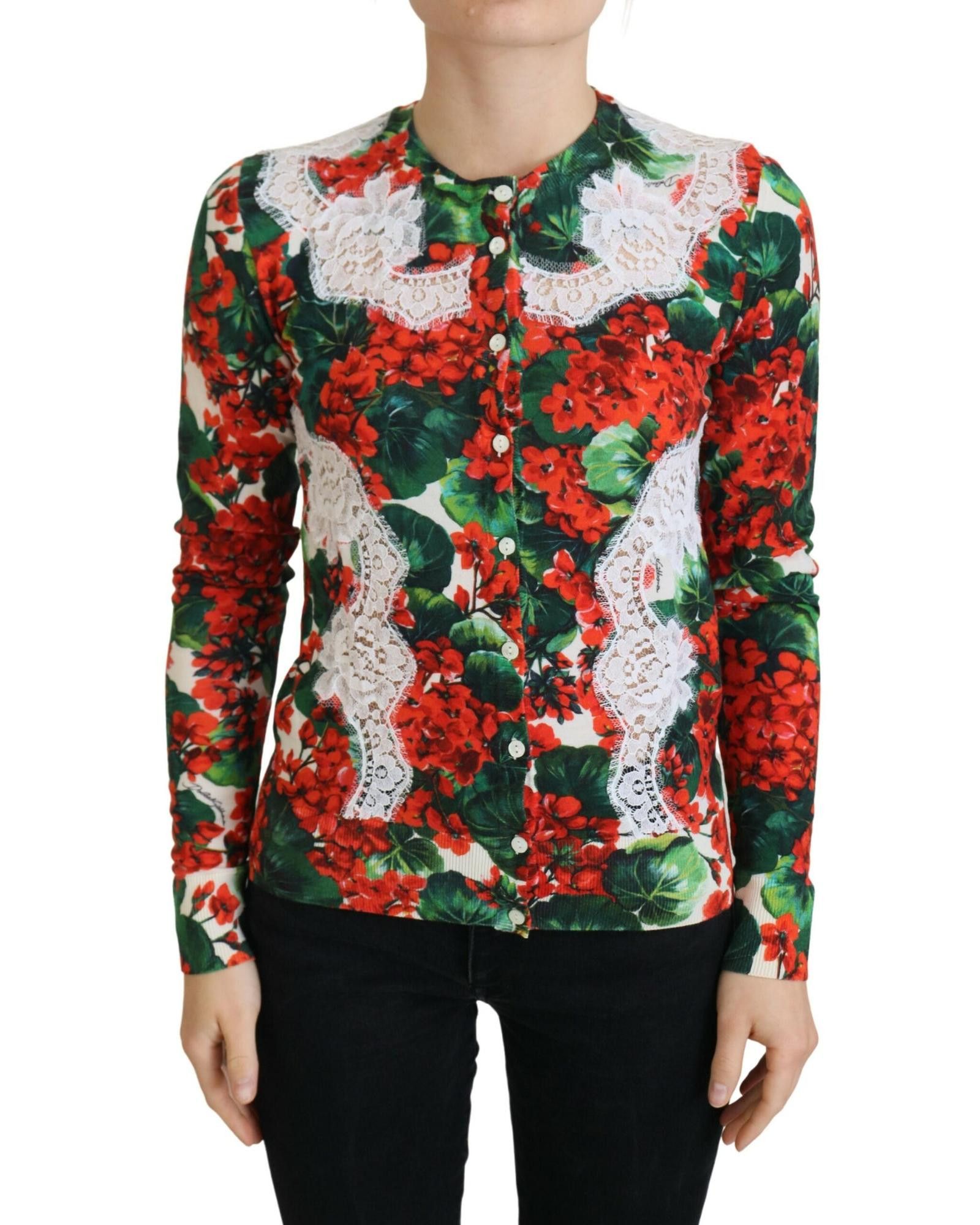 image of Dolce Gabbana Floral Wool Cardigan, Women's (Size XS)