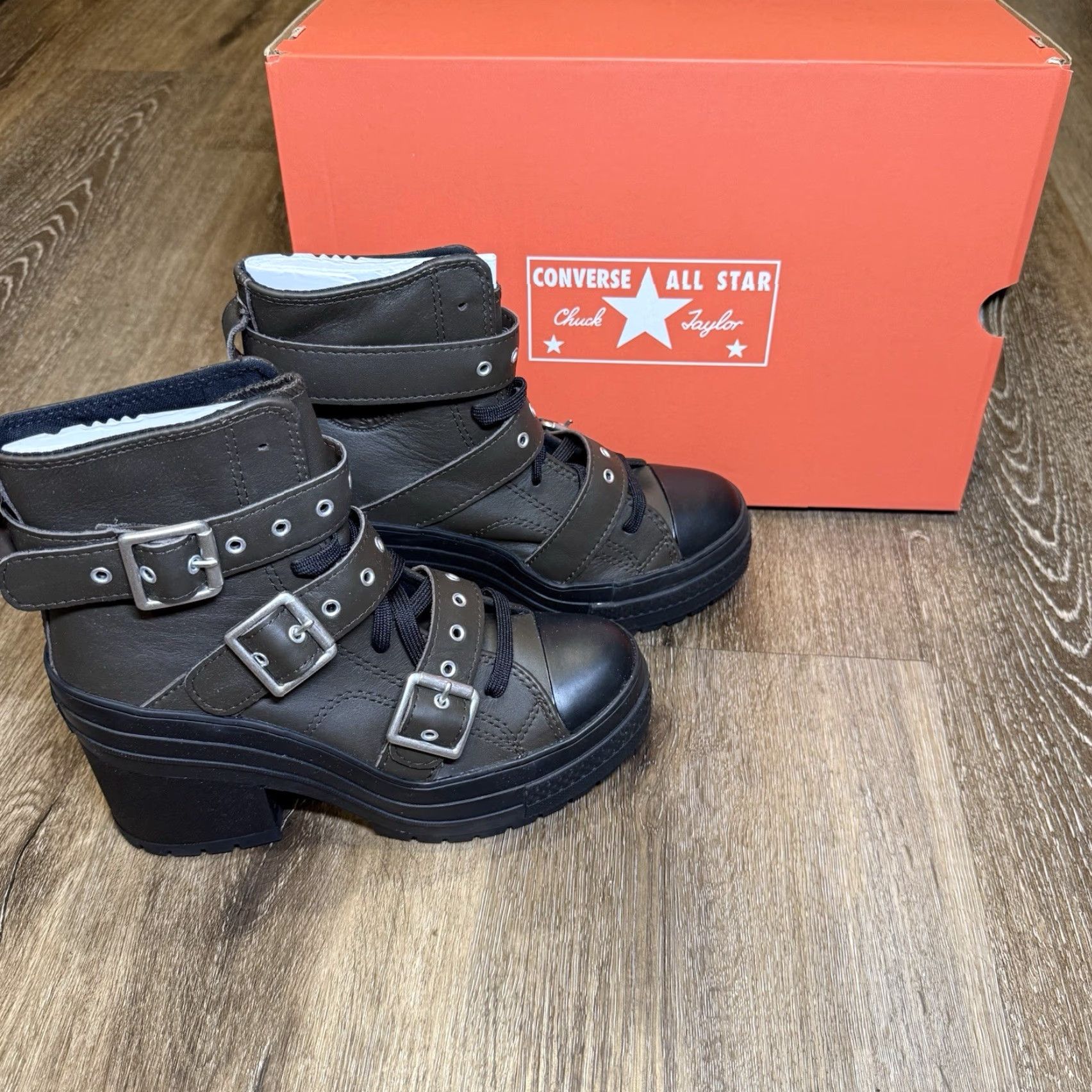 Converse Converse Chuck 70 De Luxe Heel Leather Buckles Women 6 Brown Black Grunge Punk Shoes Size US 6 / IT 36 - 2 Thumbnail