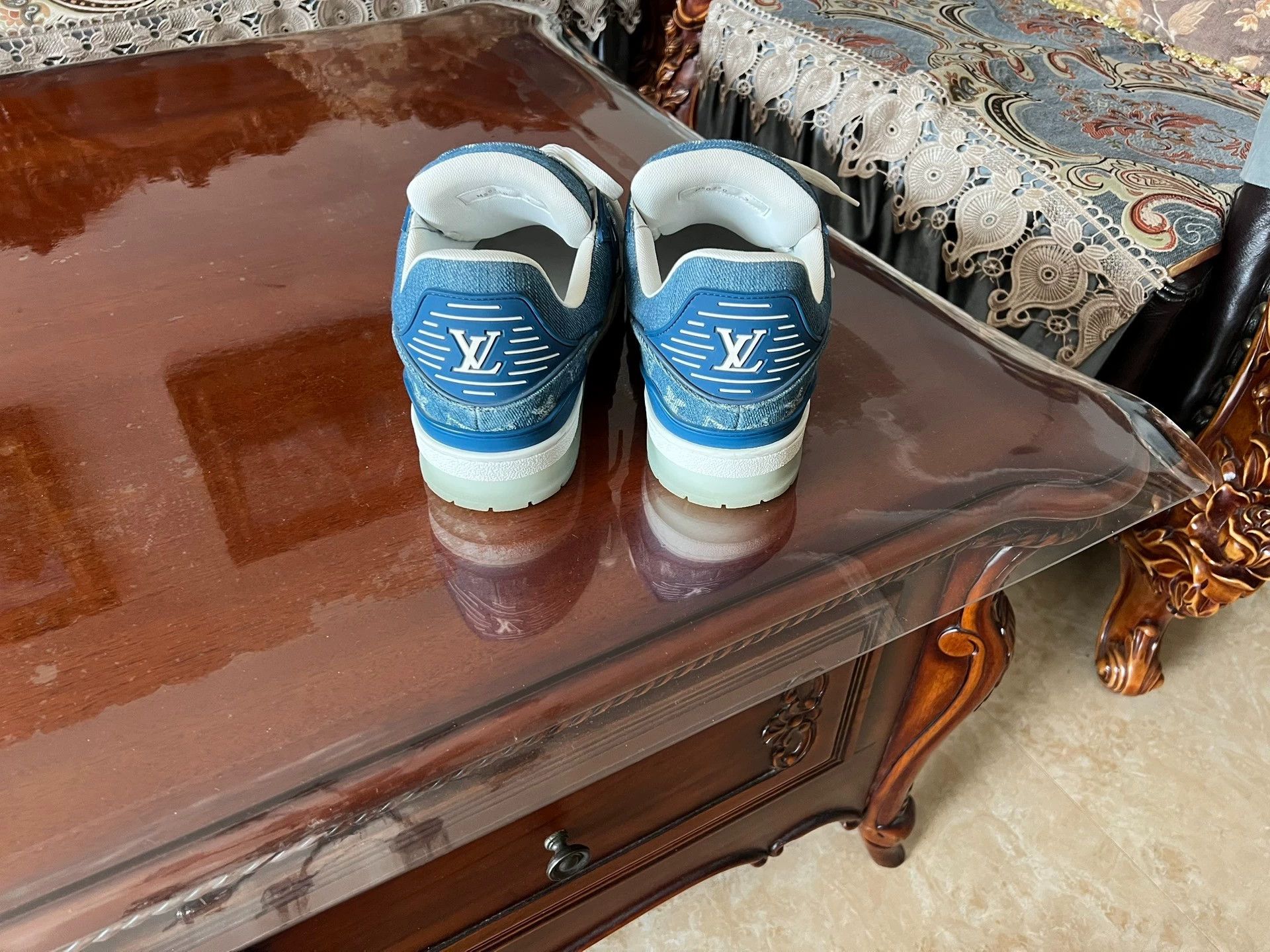 Louis Vuitton LV Black Denim Monogram Trainer Men's 7 Size US 7 / EU 40 - 3 Thumbnail