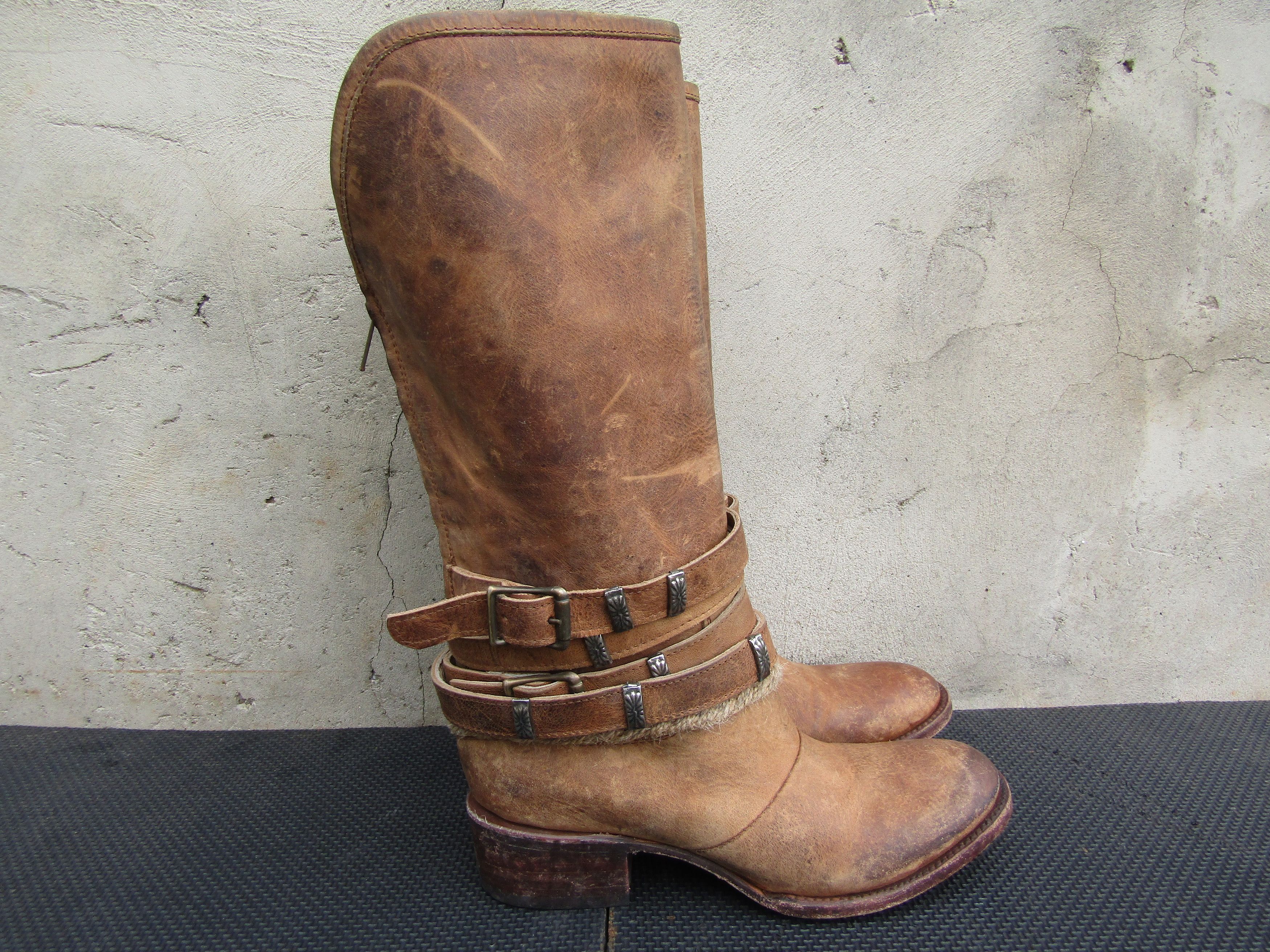 FREEBIRD Freebird By Steven Drove Distressed Brown Leather Harness Size US 7 / IT 37 - 5 Thumbnail