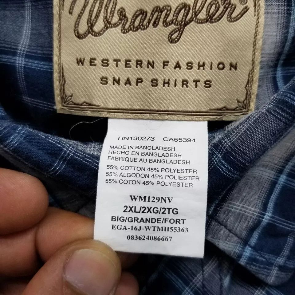 Wrangler Wrangler Western Shirt Men 2XL Plaid Pearl Snap Oversized Size US XXL / EU 58 / 5 - 6 Thumbnail