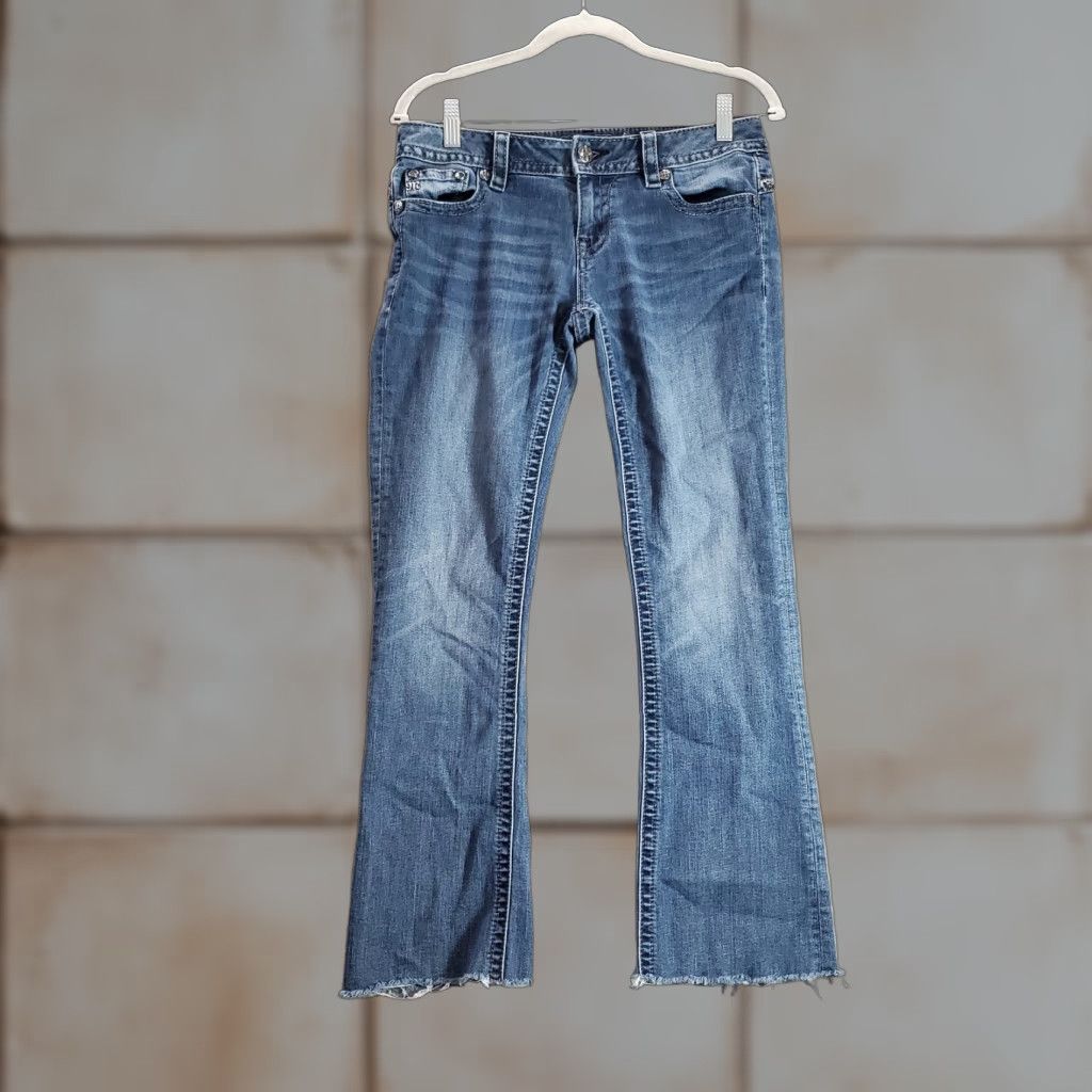 Miss Me Jeans Blue Bootcut Women 28 Low Rise Rhinestone Regular 27