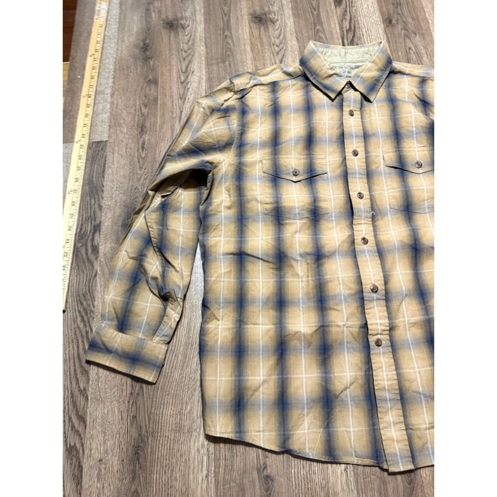 Faded Glory Faded Glory Shirt Men's L Brown Blue Plaid Long Sleeve Button Up | Multicolor Cotton Flannel Size US L / EU 52-54 / 3 - 3 Thumbnail