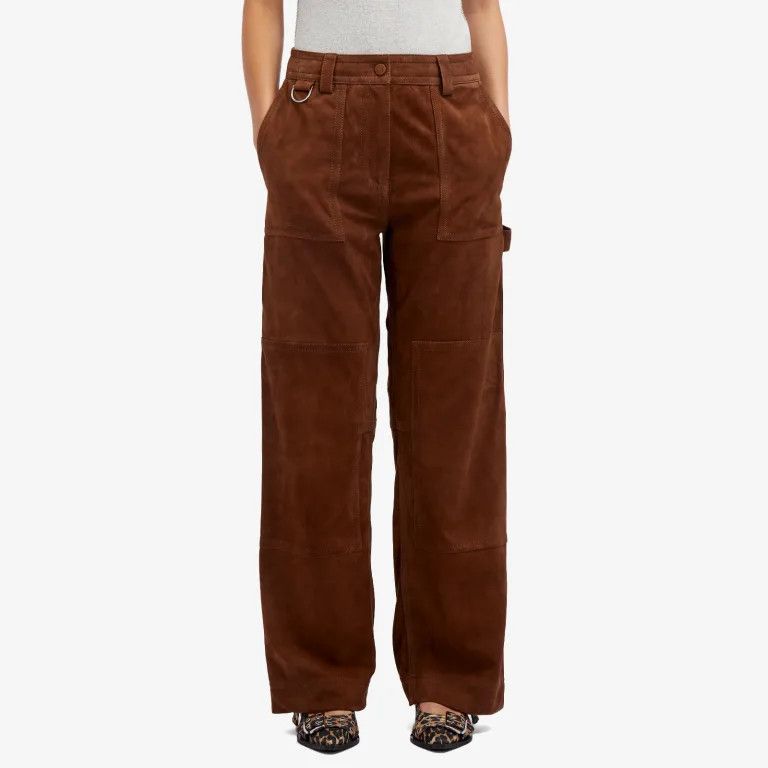 Saks Potts o1s22i1n0924 Suede Leather Workwear Pant in Brown Size 27" / US 4 / IT 40 - 2 Thumbnail