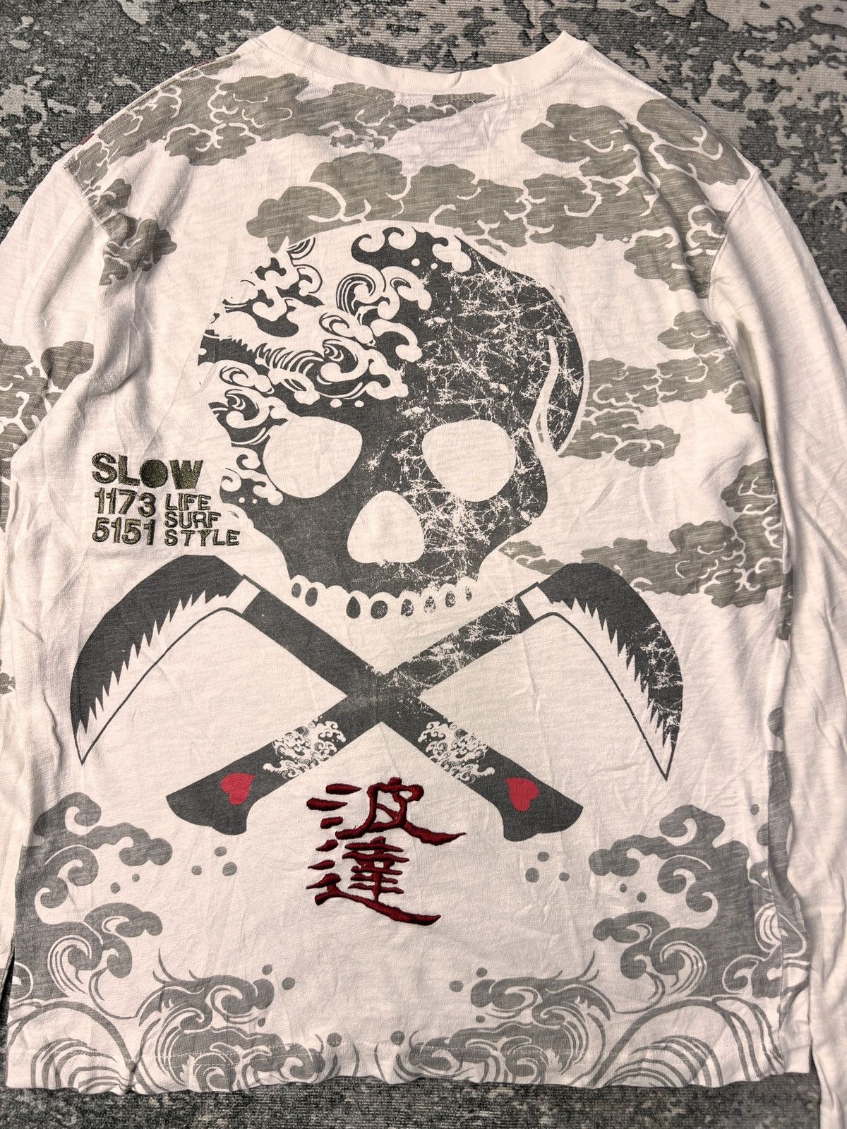 Dulcamara Japan Skull Embroided Japanese Motif AOP Ls Tshirt Size US M / EU 48-50 / 2 - 4 Thumbnail
