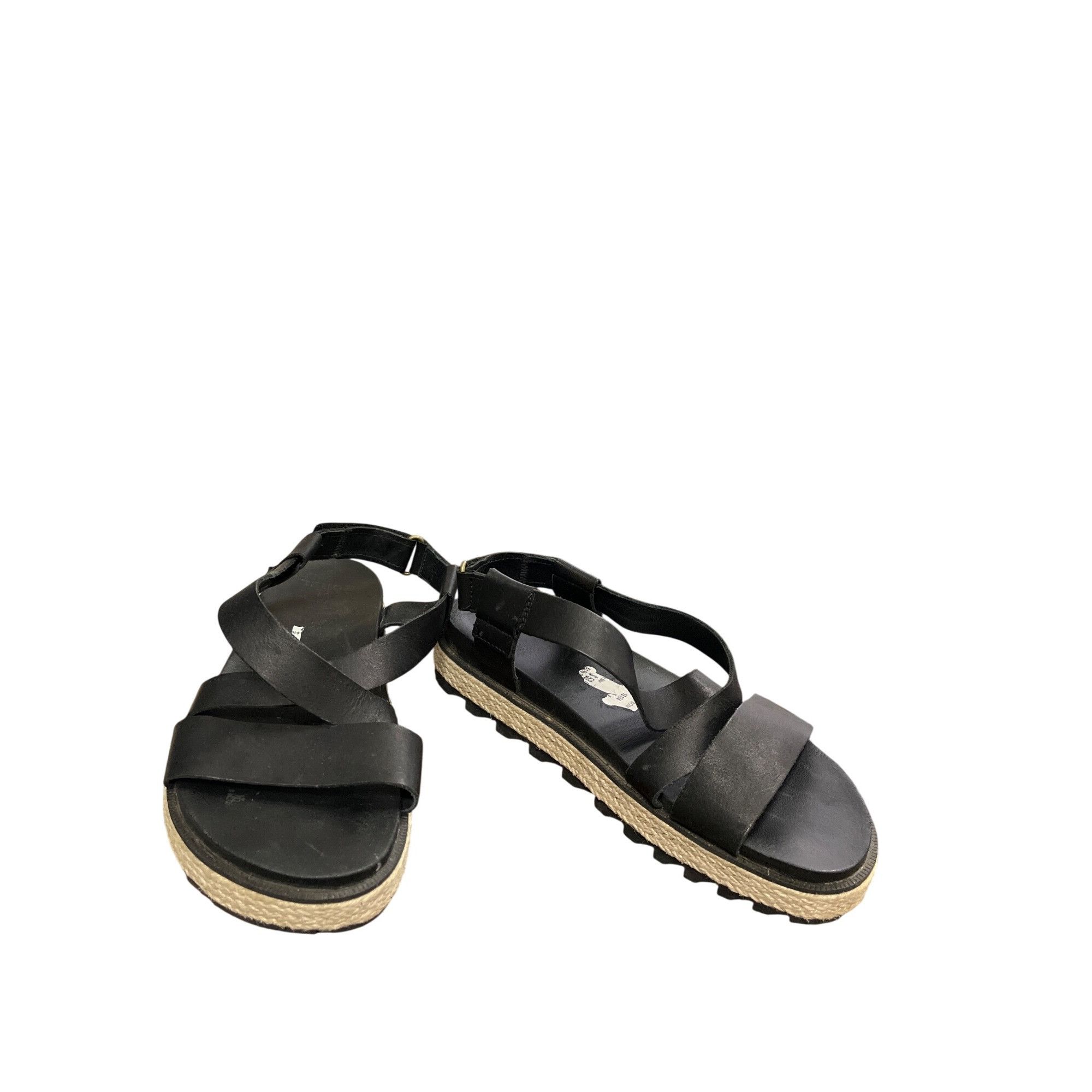 SOREL Sorel wms black leather open toe casual sandals shoes sz8 SK Size US 8 / IT 38 - 1 Thumbnail