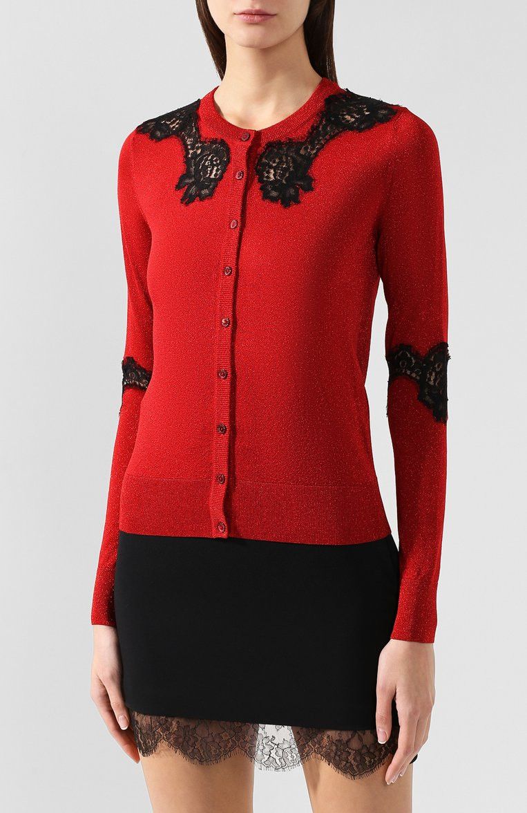 Dolce & Gabbana o1y0925 Cardigan in Red/Black Size S / US 4 / IT 40 - 2 Thumbnail
