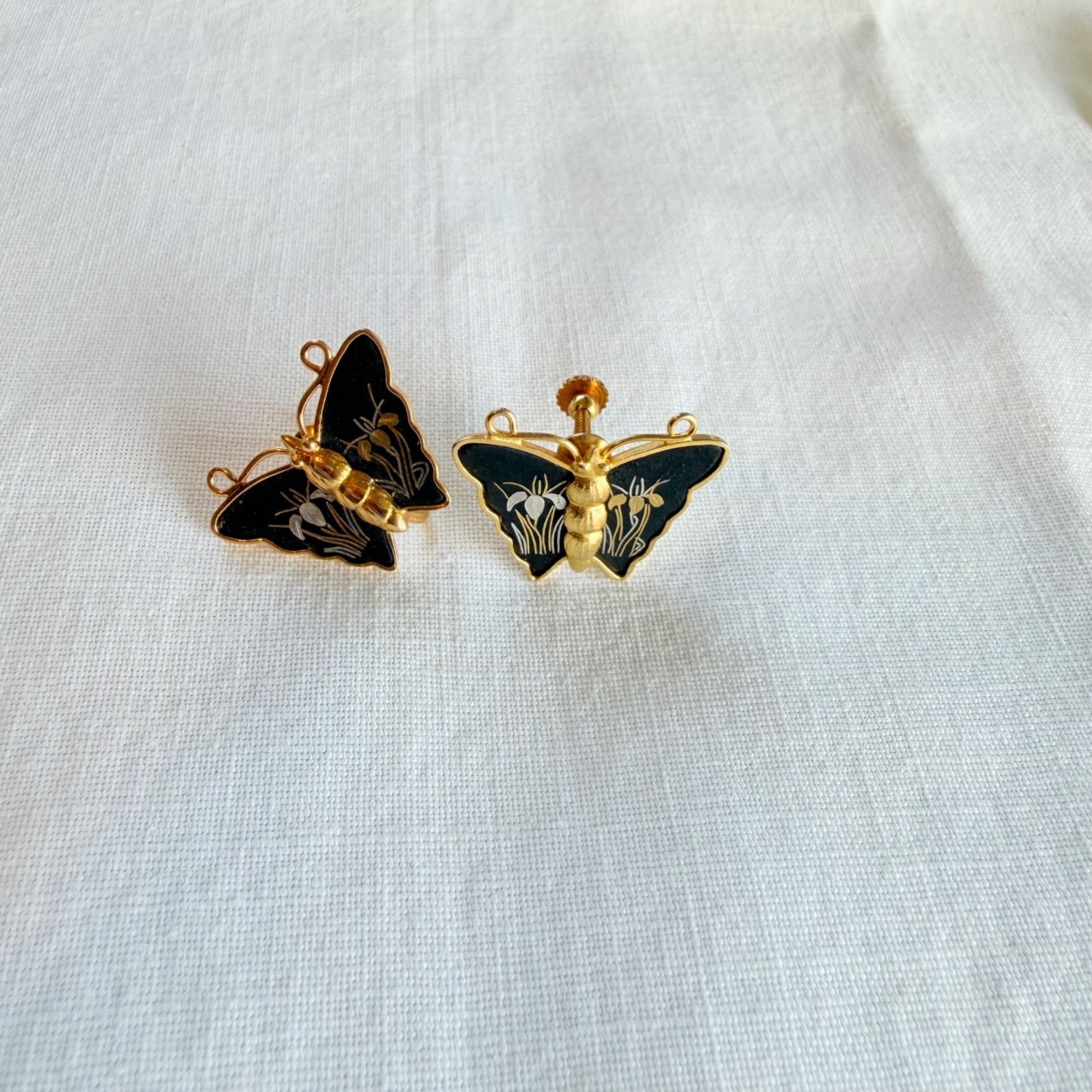 Vintage Vintage Amita Japan Damascene Iris Butterfly Screw-Back Earr Size ONE SIZE - 3 Thumbnail
