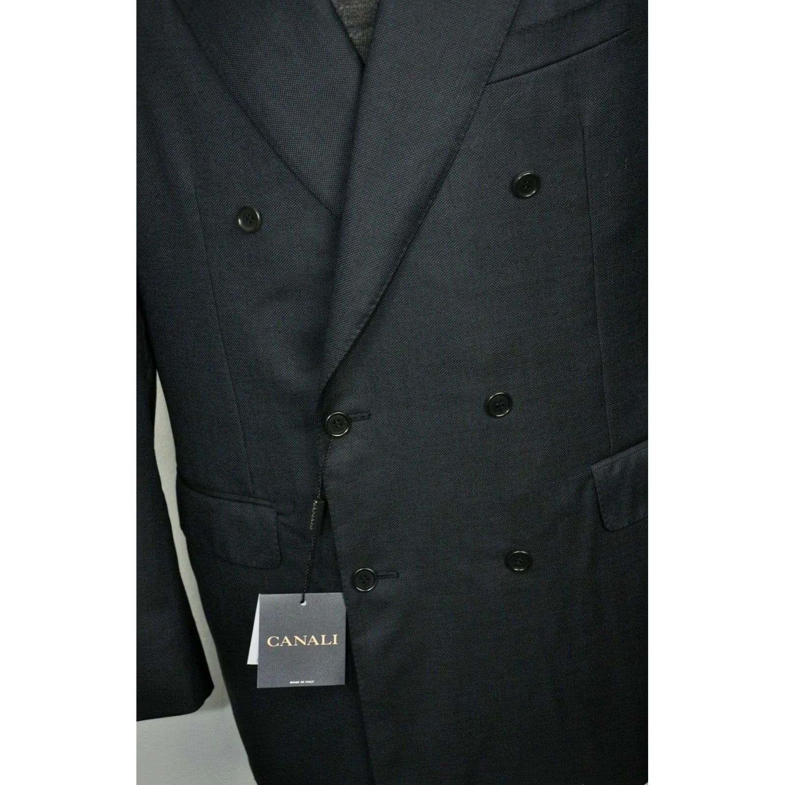 Canali Canali Double Breasted Blazer Jacket Mens Regular Size 50 Dark gray Wool Italy 100% Genuine 100%Wool New Size 50R - 6 Thumbnail