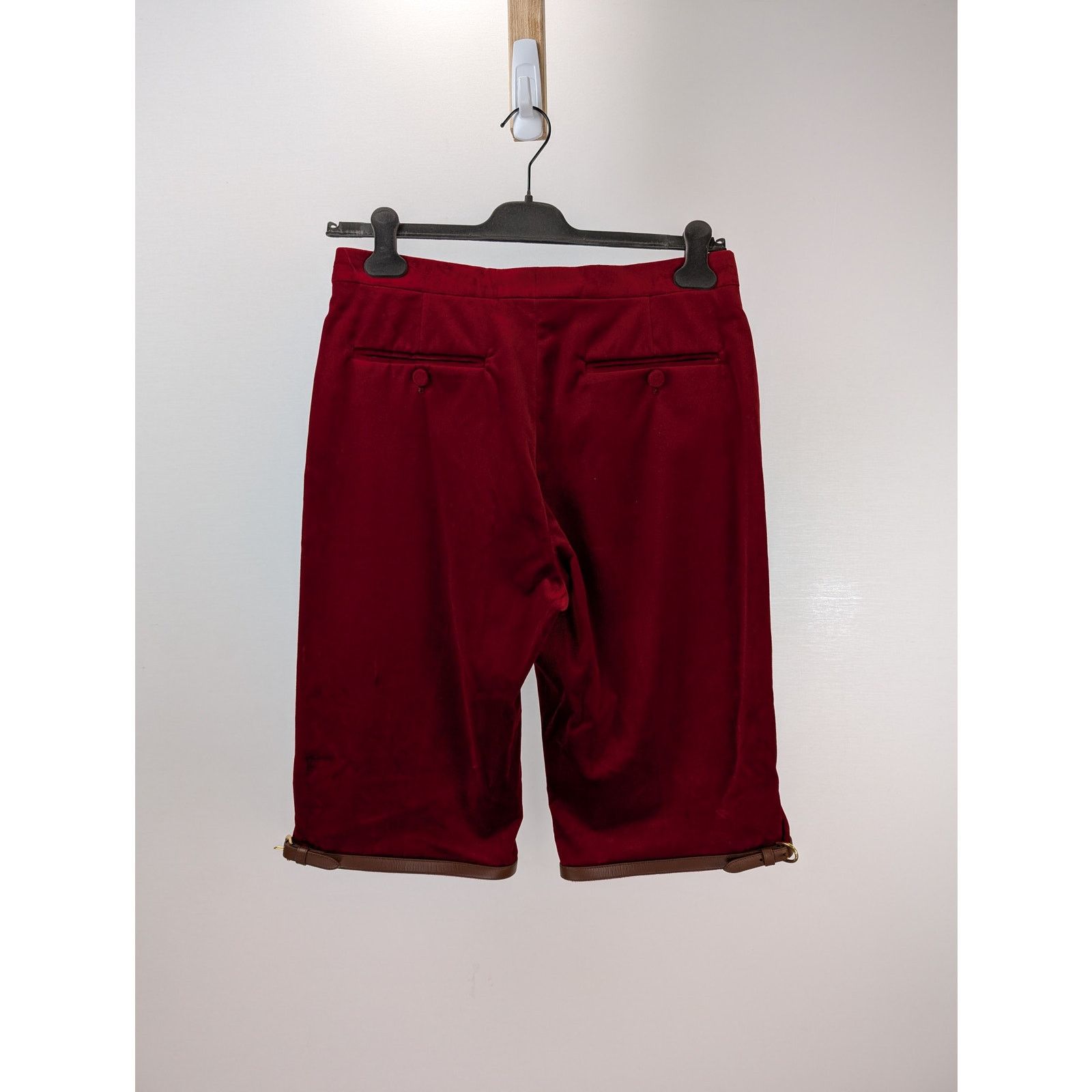 Gucci o1rshd1 Stretch Velvet W/Leather Short Pant in Fire/Mix Size US 32 / EU 48 - 7 Thumbnail