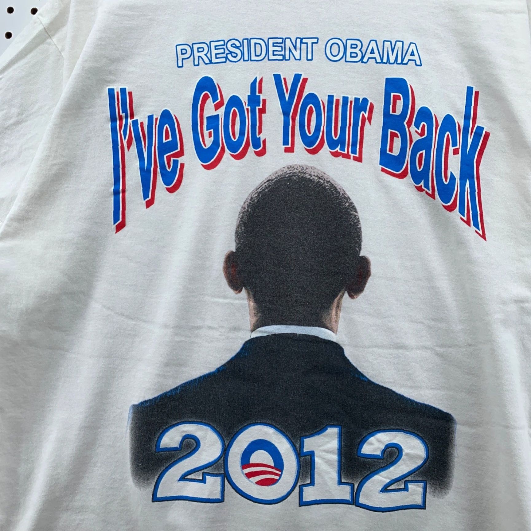 Gildan Barack Obama President Shirt Mens XL 2012 Ive Got Your Back White Cotton Gildan T-Shirt Crew Neck Short Sleeve USA Flag 2000s Mens Size US XL / EU 56 / 4 - 5 Thumbnail