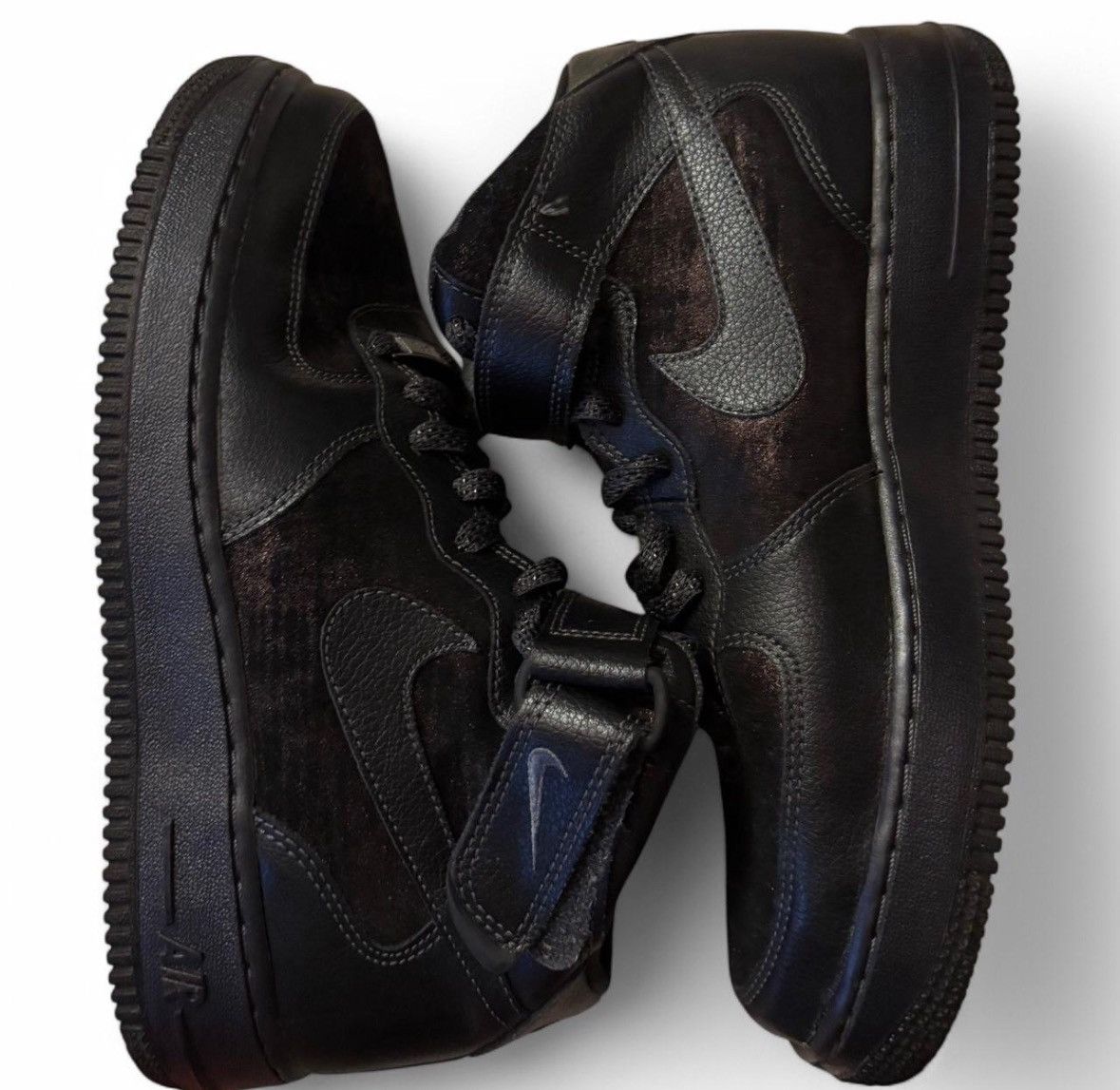 Nike Custom Sparkly Black Mid Air Force Ones Size US 9 / IT 39 - 3 Thumbnail