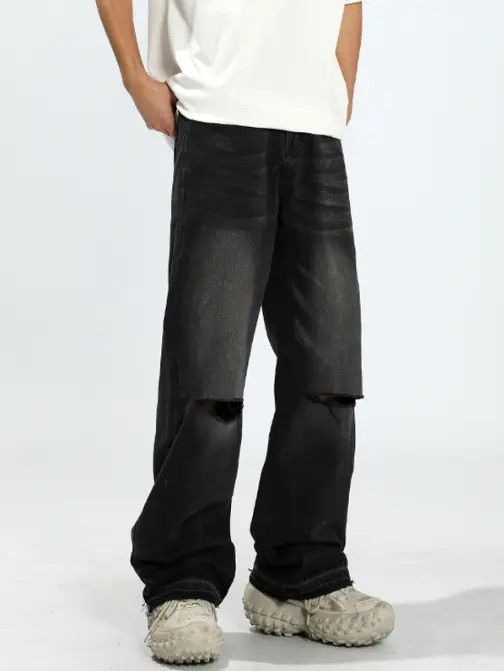 Japanese Brand ishi American retro washed distressed loose ripped jeans Size US 32 / EU 48 - 1 Thumbnail