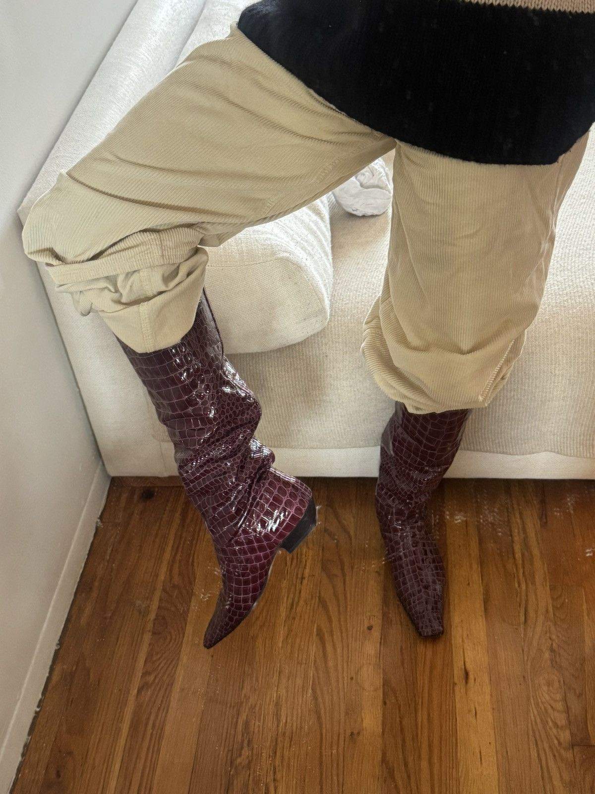 KHAITE Khaite Croc Embossed Tall Boots Size US 11 / IT 41 - 2 Thumbnail