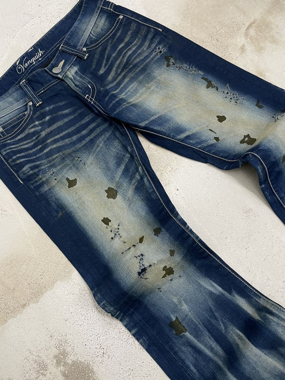 Vanquish Vintage Japan Designer Vanquish Gold Mudwash Flared Denim Size US 32 / EU 48 - 4 Thumbnail