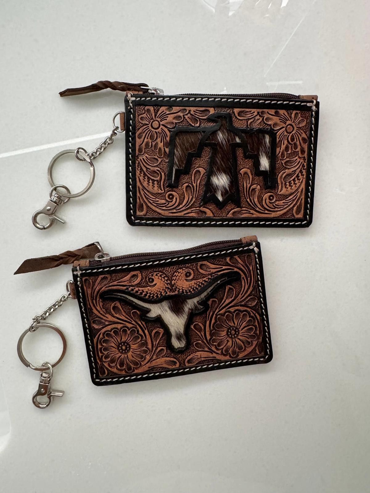 Other Longhorn Freebird Western Cowhide Leather Keychain Wallet Size ONE SIZE - 8 Thumbnail