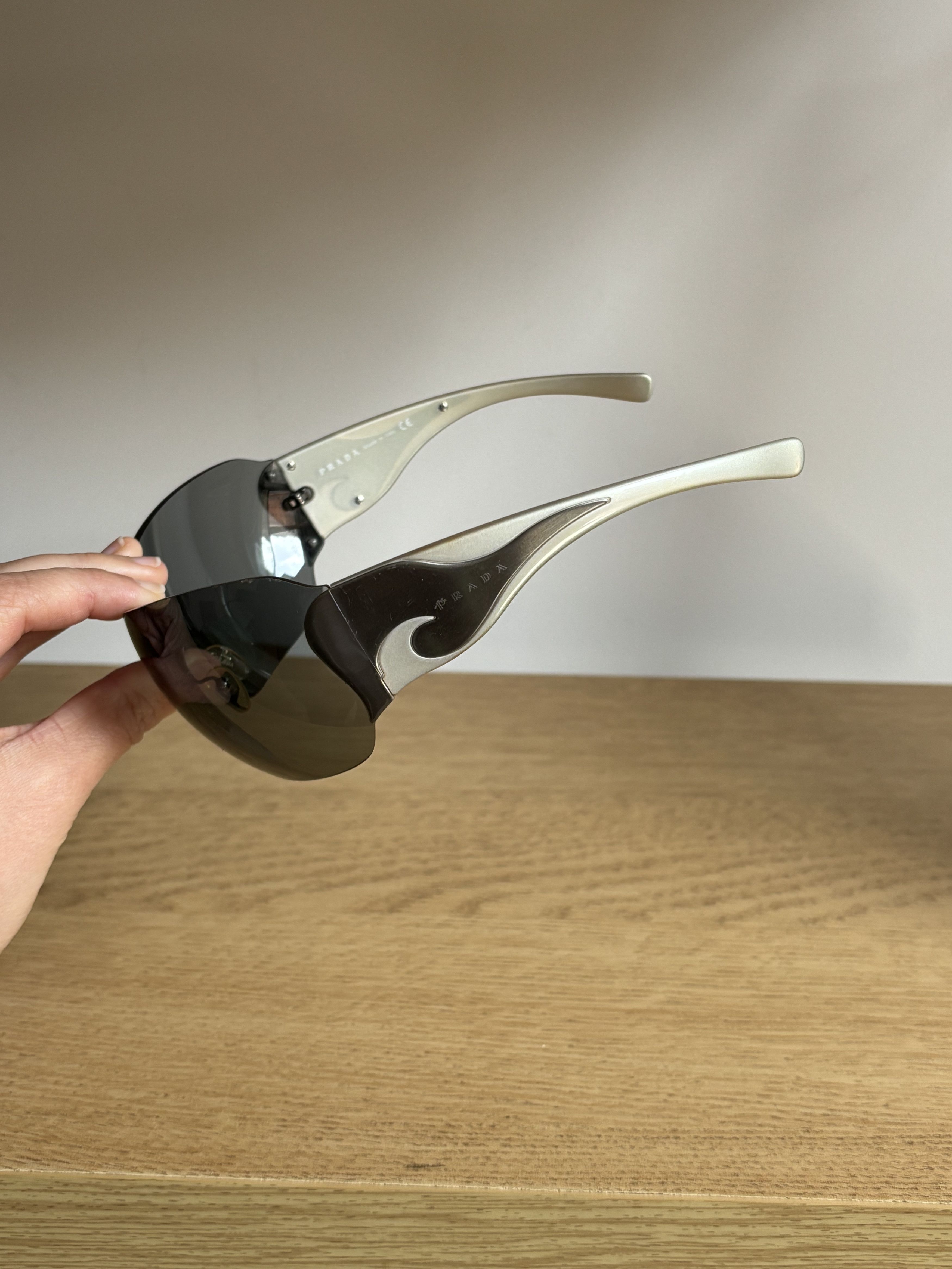 Prada PRADA Sunglasses Flame 2004 Star Fire Rectangle Wrap Shield Size ONE SIZE - 2 Thumbnail