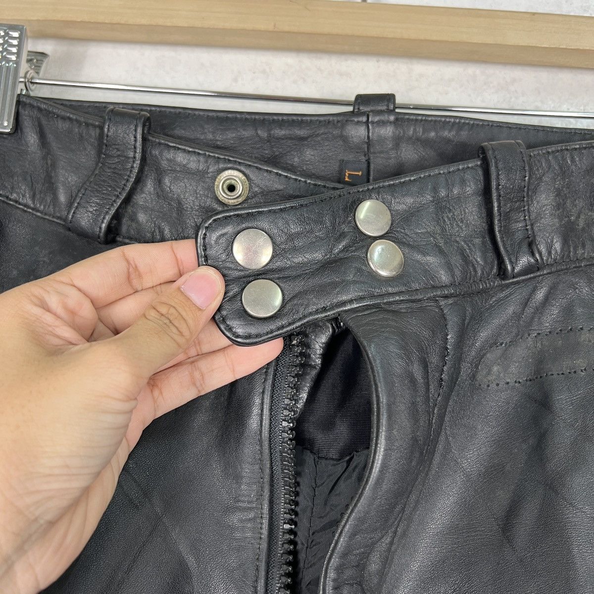 Japanese Brand × Y'2 Leather 🔥 ECHTES LEATHER MOTO RIDER PANTS Size US 30 / EU 46 - 11 Thumbnail