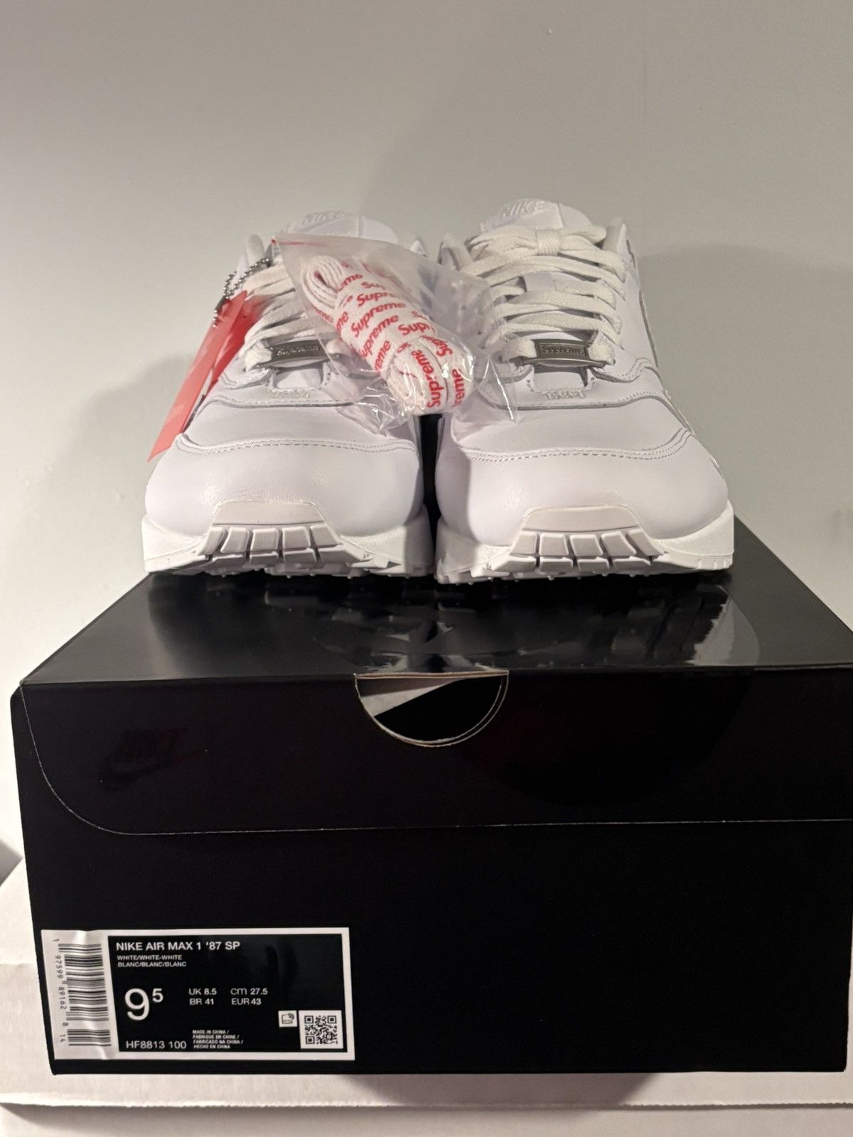 Nike × Supreme Nike Air Max 1 x Supreme Triple White Size 9.5 DS 