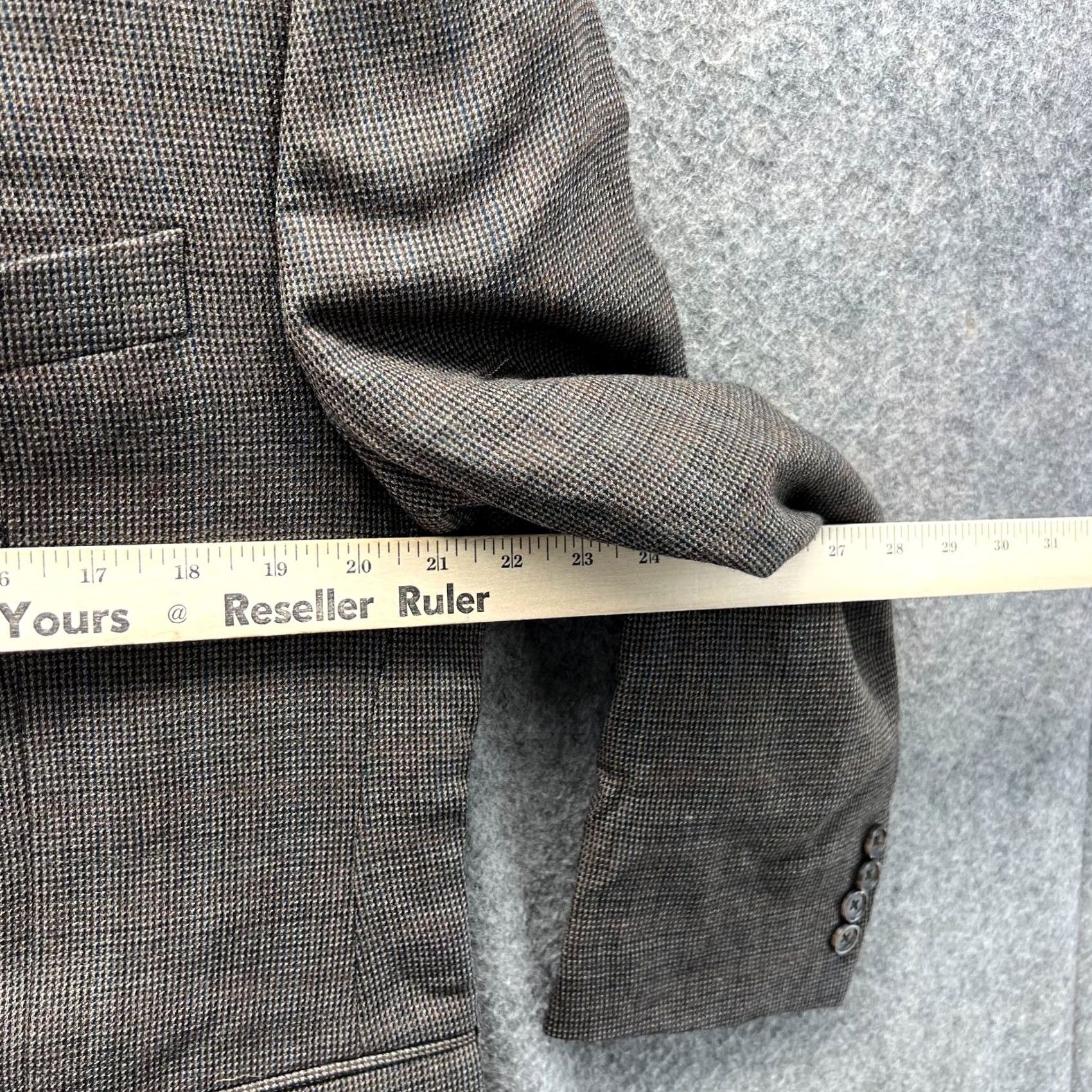 Ralph Lauren Lauren Ralph Lauren Blazer Mens 42 Brown Houndstooth Wool Jacket Single-Breasted Two-Button Notch Lapel Wool LRL Two-Button Front Vintage? No Size 42R - 4 Thumbnail