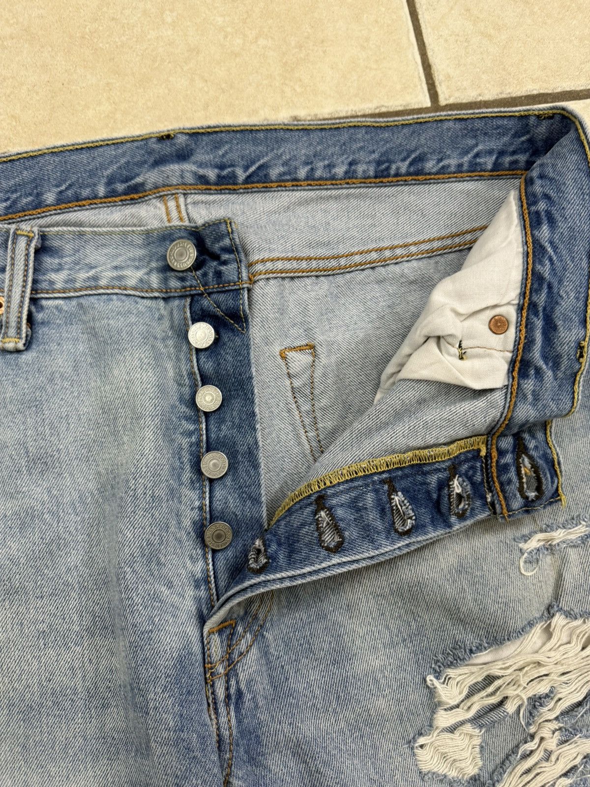 Levi's Levi's 501 Mens Blue Jeans Vintage Distressed W34 L32 Size US 34 / EU 50 - 5 Thumbnail