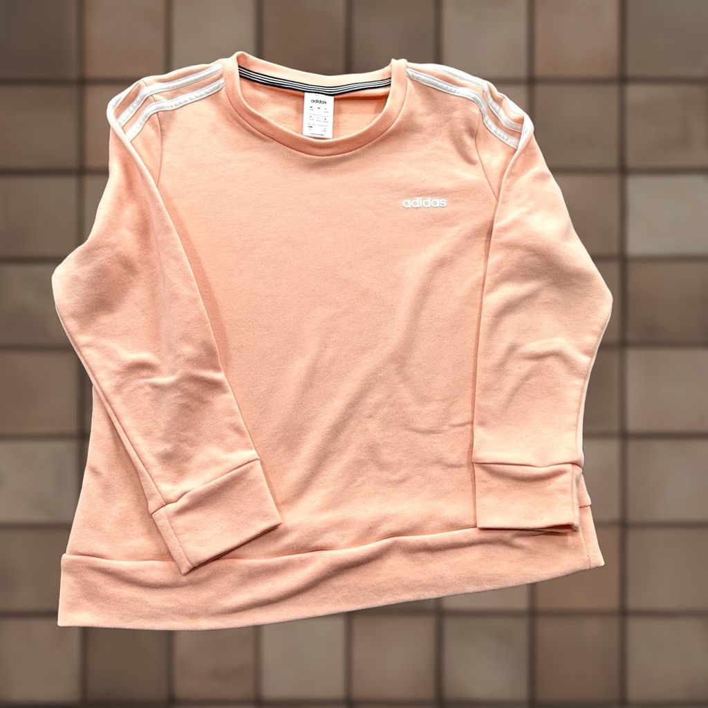 Adidas Adidas Sweatshirt Women Large Peach Orange Polyester 3 Stripe Pullover Crewneck Logo Size L / US 10 / IT 46 - 1 Thumbnail