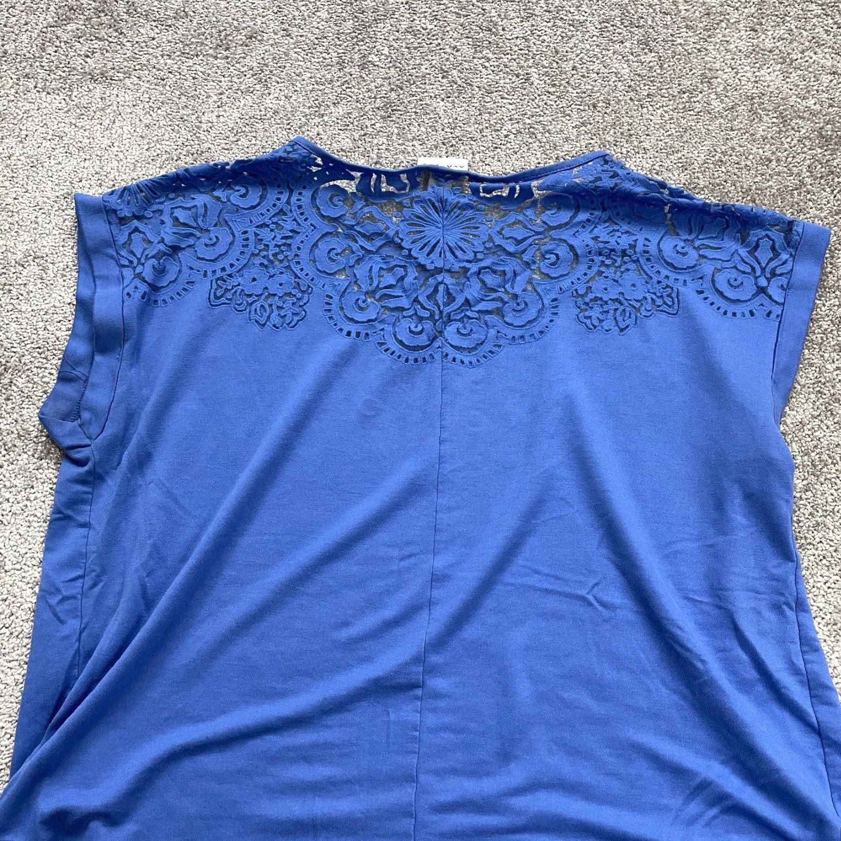 Vintage Ava & Viv Blouse XL Blue Sleeveless Round Neck Lace Rayon Casual Womens Size XL / US 12-14 / IT 48-50 - 4 Thumbnail