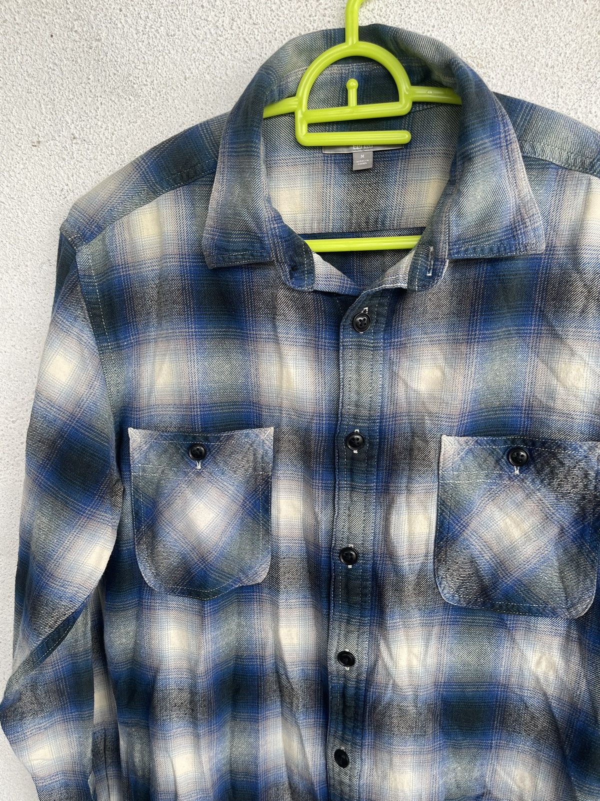 Beams Plus × Japanese Brand × Uniqlo Vintage Shadow Plaid Flannel Shirt Uniqlo Japan Size US M / EU 48-50 / 2 - 2 Thumbnail