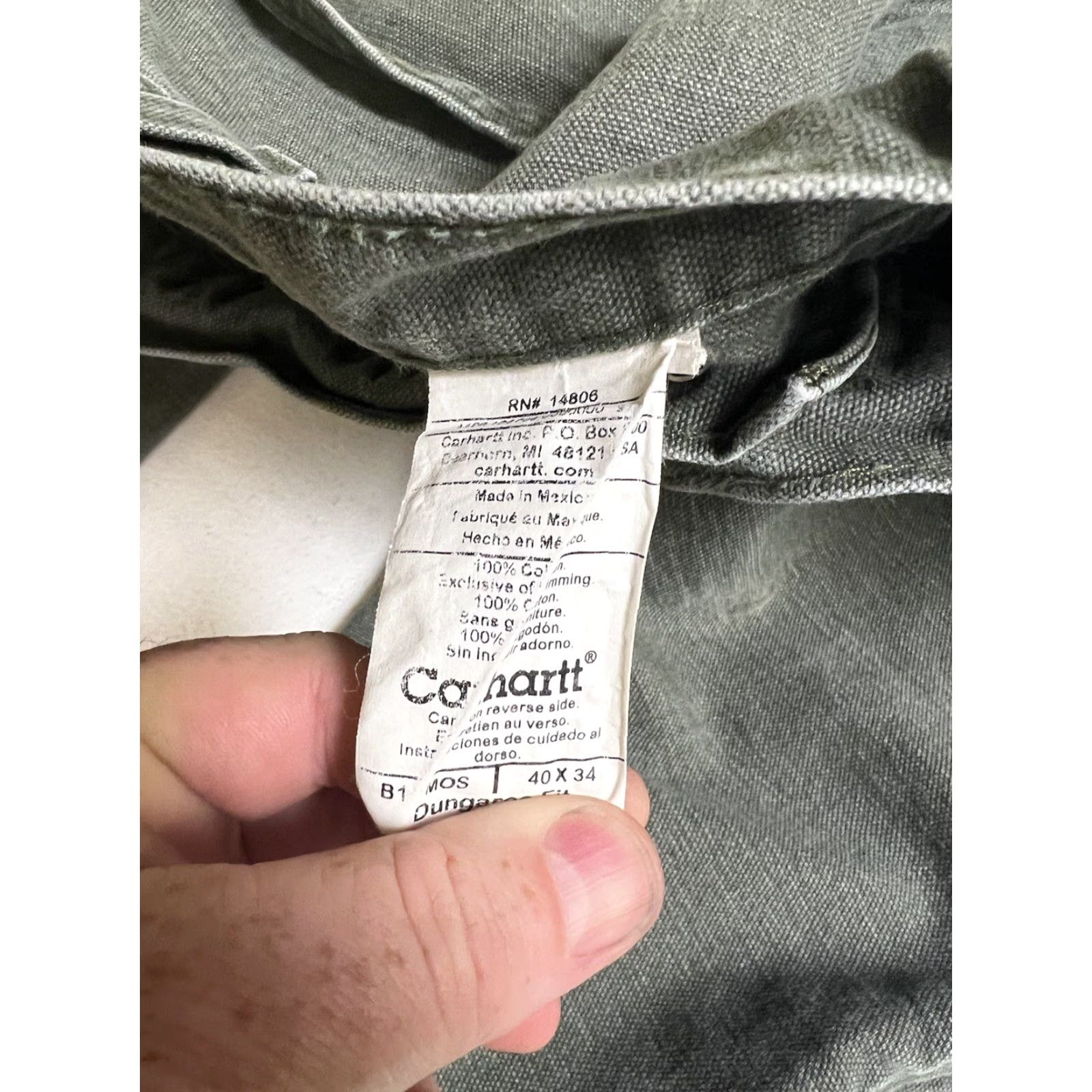 Carhartt Carhartt Jeans - Mens Regular 39x34 Carhartt Original Loose Fit Green Denim Straight Jeans Mens 39 Inseam 34 Cotton Button Zip NMX Size US 39 - 5 Thumbnail