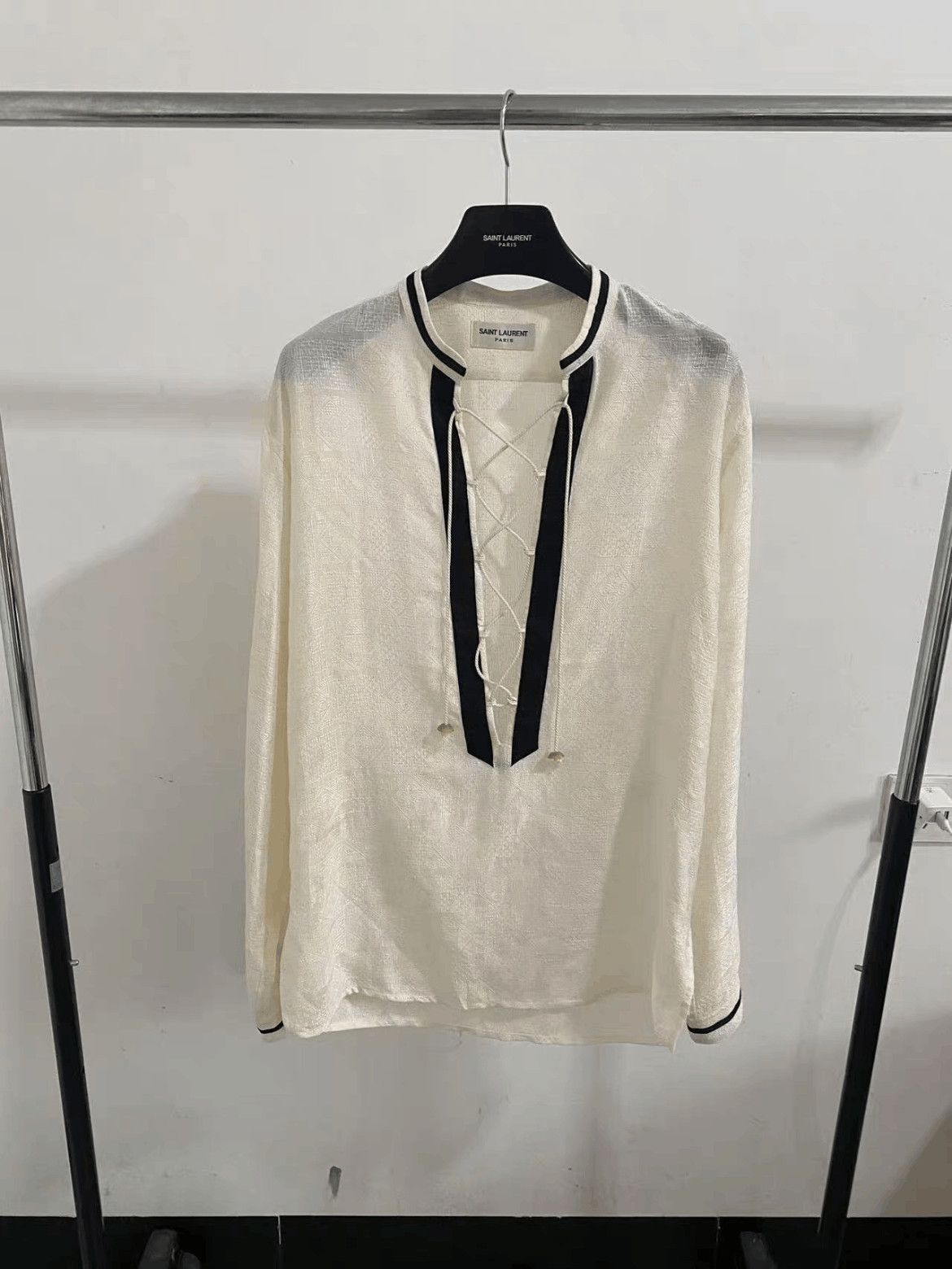 Sz 37 Saint Laurent Paris 19SS Pattern Stripe Shirt